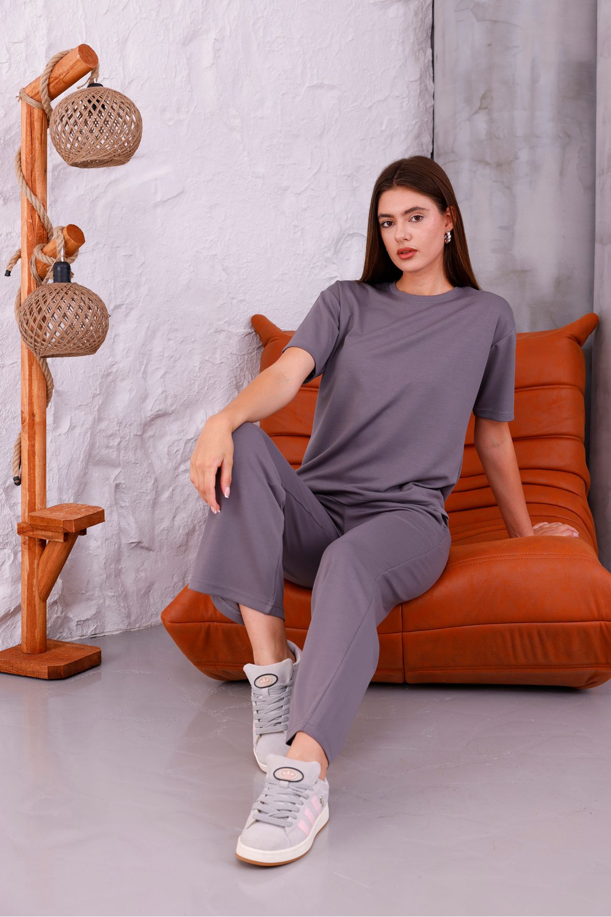 Sfg Life Moda Kadın Bisiklet Yaka Ve Likralı Yüsel Bel İkili Penye Alt-Üst Takım