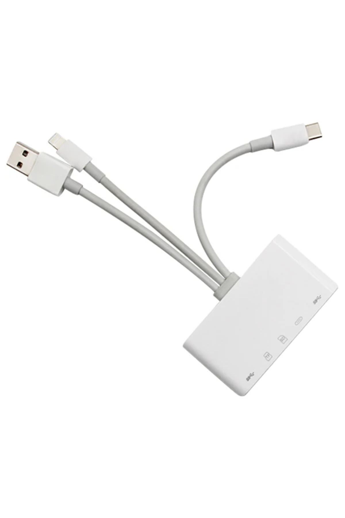 Marsilyan ALLY 3 İN1 İPhone+Usb C+ Usb A Kamera Okuyucu Kart Okuyucu-(5775) - MCT8160-3464