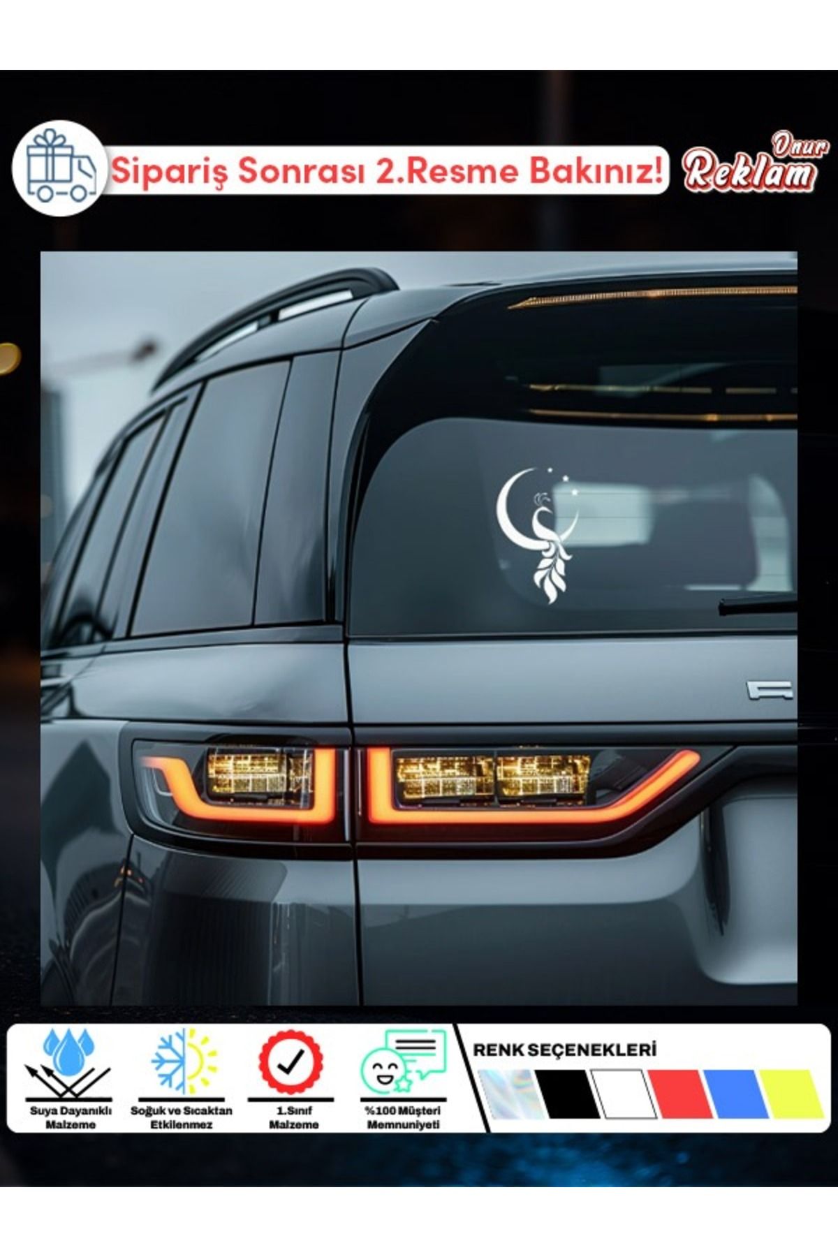 Onur Reklam Hilal ve Yıldızlı Kuş Figürü Sticker – Araç & Laptop & Duvar Uyumlu – Suya Dayanıklı Tasarım