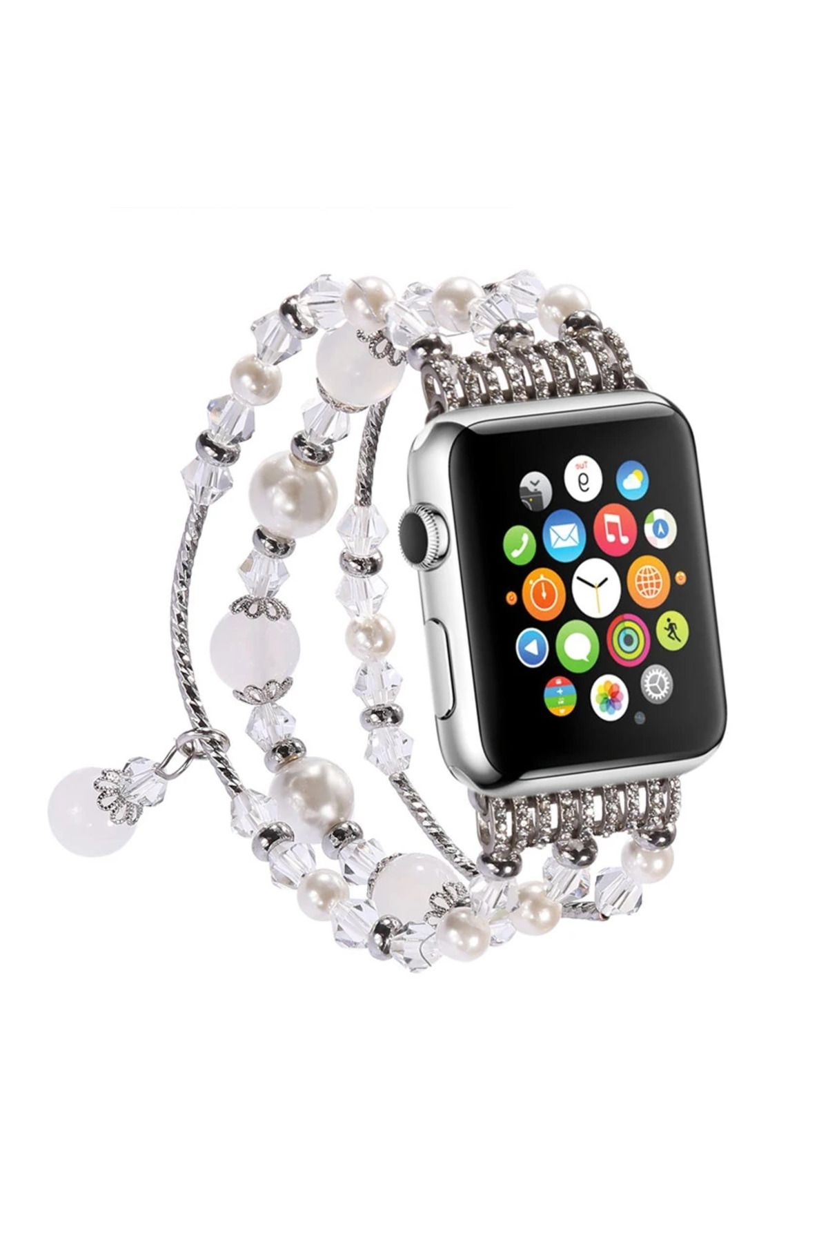 demila Ally Apple Watch 7-8 41mm 6-5-4 40mm Boncuk Taşlı Lux Kordon Kayış 3-2-1 38mm-(5 - MLA5899-6325