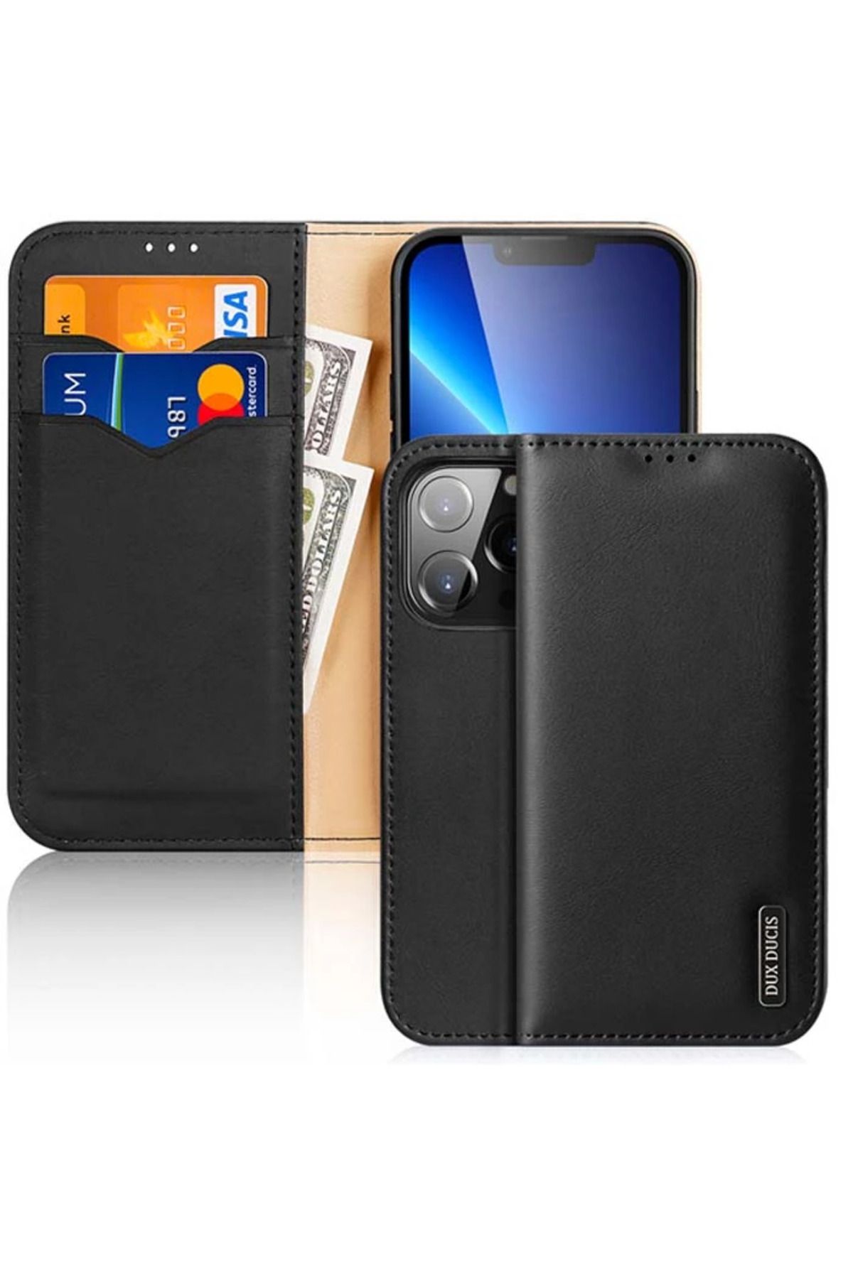 Uyguna Kapında Dux Ducis iPhone 13 Pro Max Kılıf Mıknatıslı Cüzdanlı Deri Kılıf Hivo Serie - SVU5554-7802
