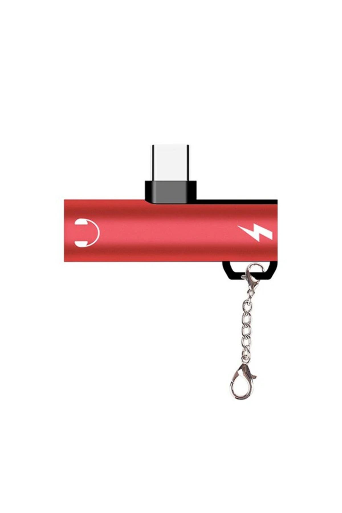 Marsilyan Anahtarlık Usb Type C 3.5mm Kulaklık Ve Şarj Dönüştürücü Başlık Adaptör- - MCT4544-1507