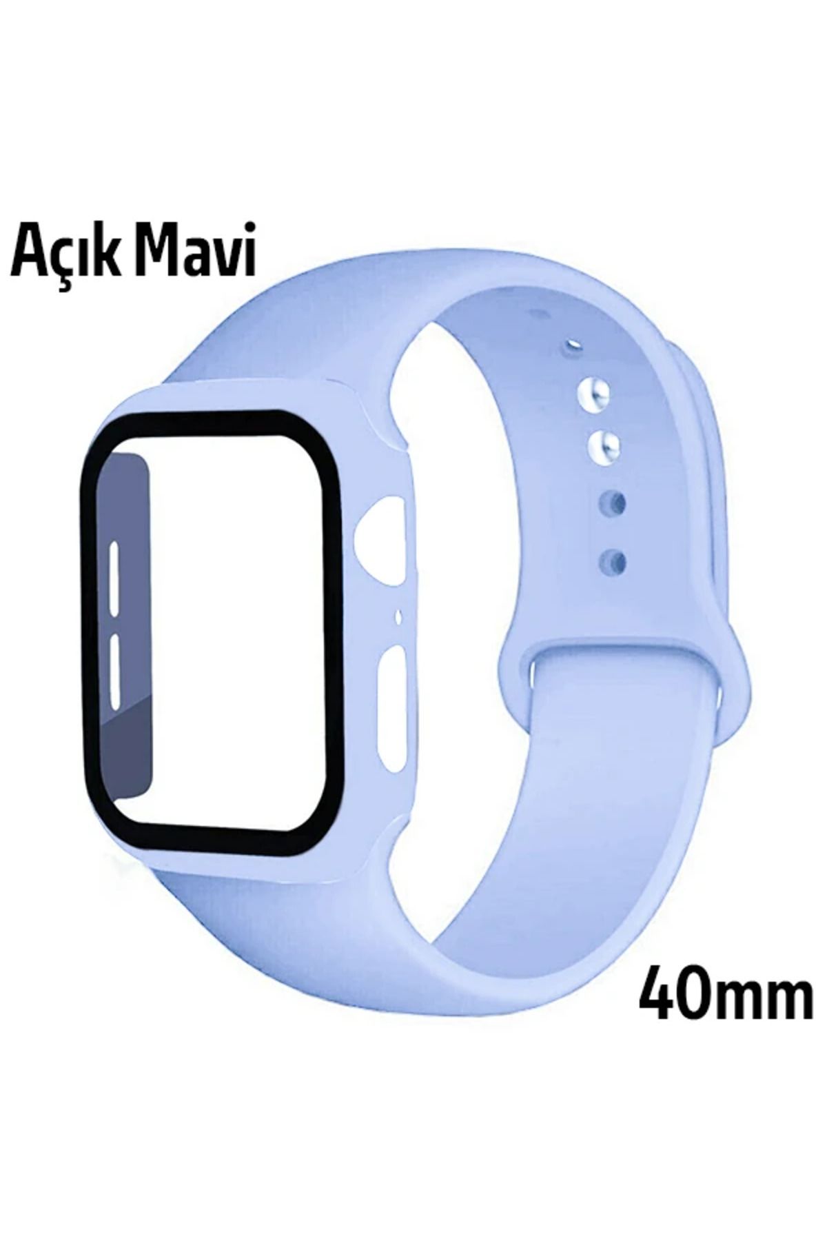 Marsilyan ALLY Apple Watch 4-5-6 40mm Silikon Kordon Kayış ve Ekran Koruyucu Kılıf-(5775) - MCT2490-3869