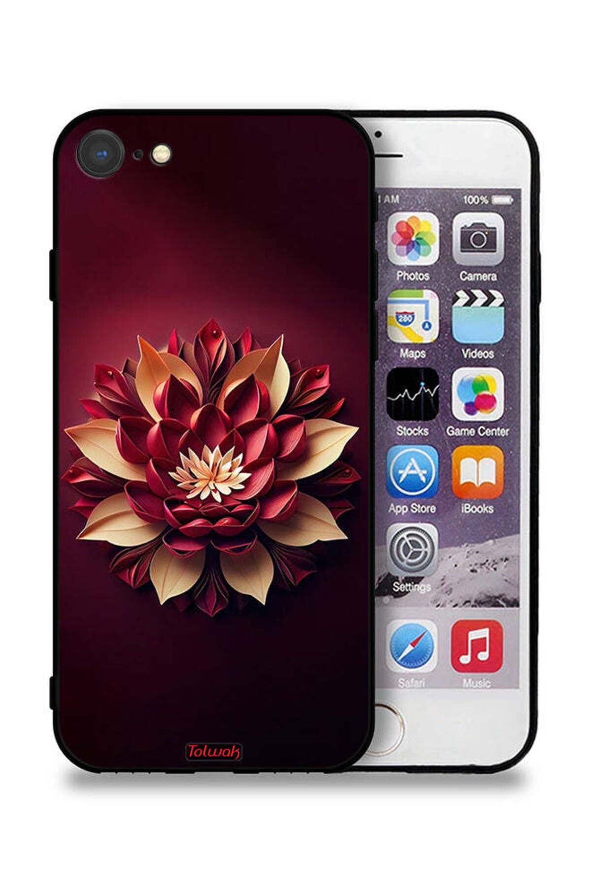 Tolwak-Apple iPhone 8 Protective Case Flower Abstract Design 1