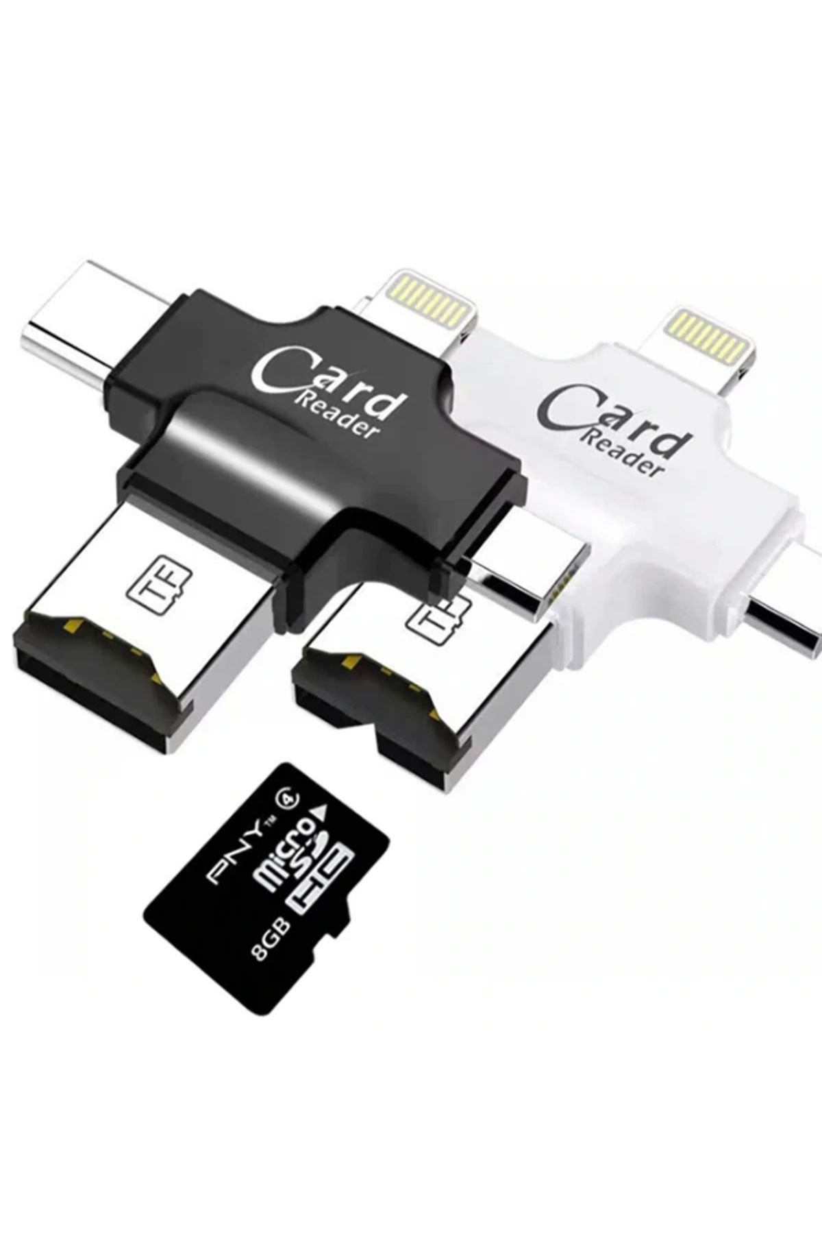 Marsilyan Card Reader 4in1 Type-C- İphone Lightning-Micro Usb Hafıza Kart Okuyucu-(5775) - MCT4295-8632