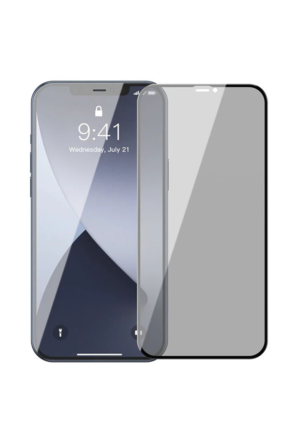 Marsilyan İPhone 12 Pro Max 6.7 023mm Anti Spy Çerçeveli Tempered Cam Ekran Koruyucu - MCT4806-4949