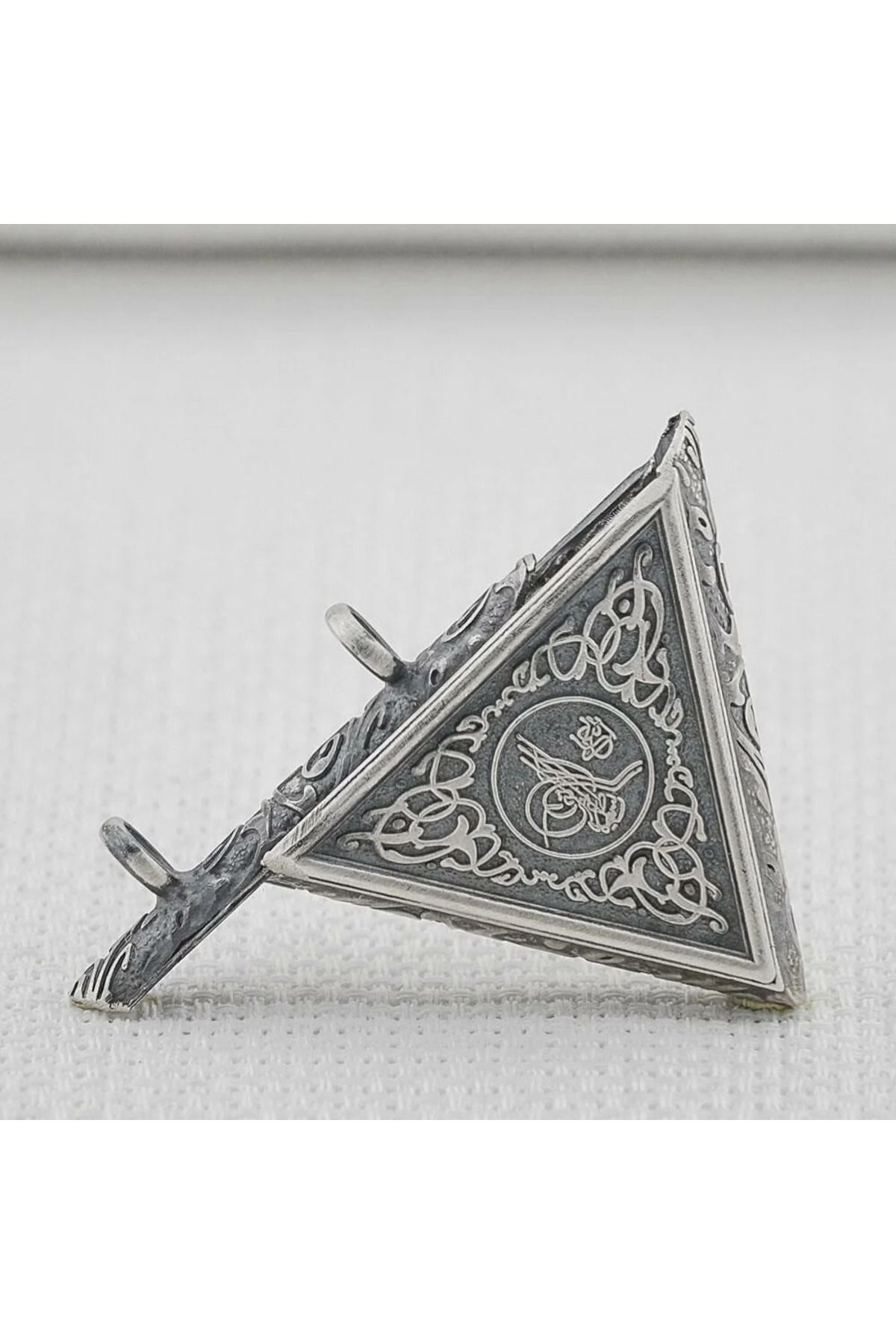 shop Osmanlı Tuğralı Kalın ZincirliÜçgen Muska Kabi Büyük Boy 925 Ayar Gümüş Erkek Kolye