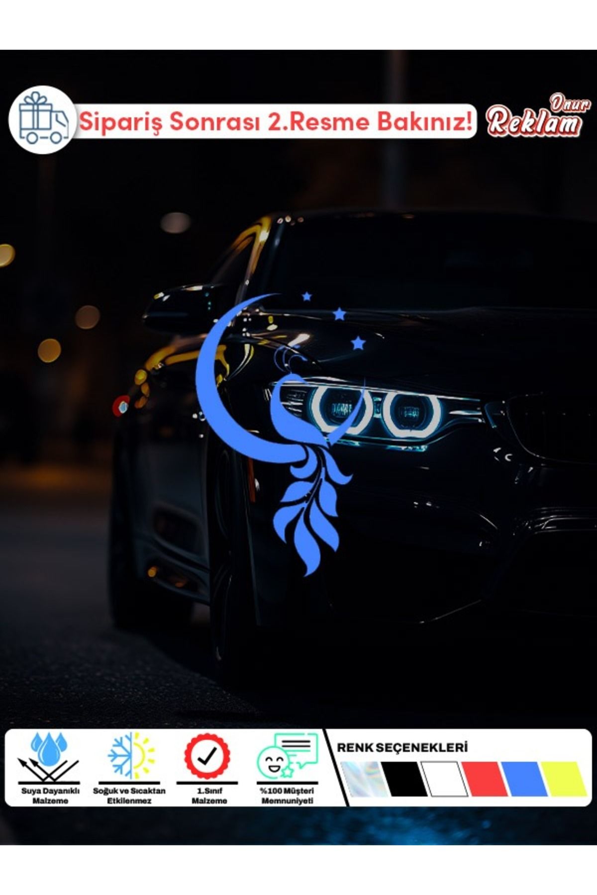 Onur Reklam Hilal ve Yıldızlı Kuş Figürü Sticker – Araç & Laptop & Duvar Uyumlu – Suya Dayanıklı Tasarım