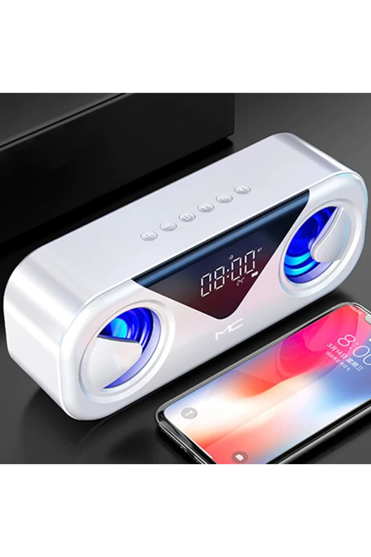 mycarmella ALLY MC H9 Bluetooth Hoparlörler Speaker Subwoofer Soundbar Destekli Saat Led-(5775 - VHT7845-7079