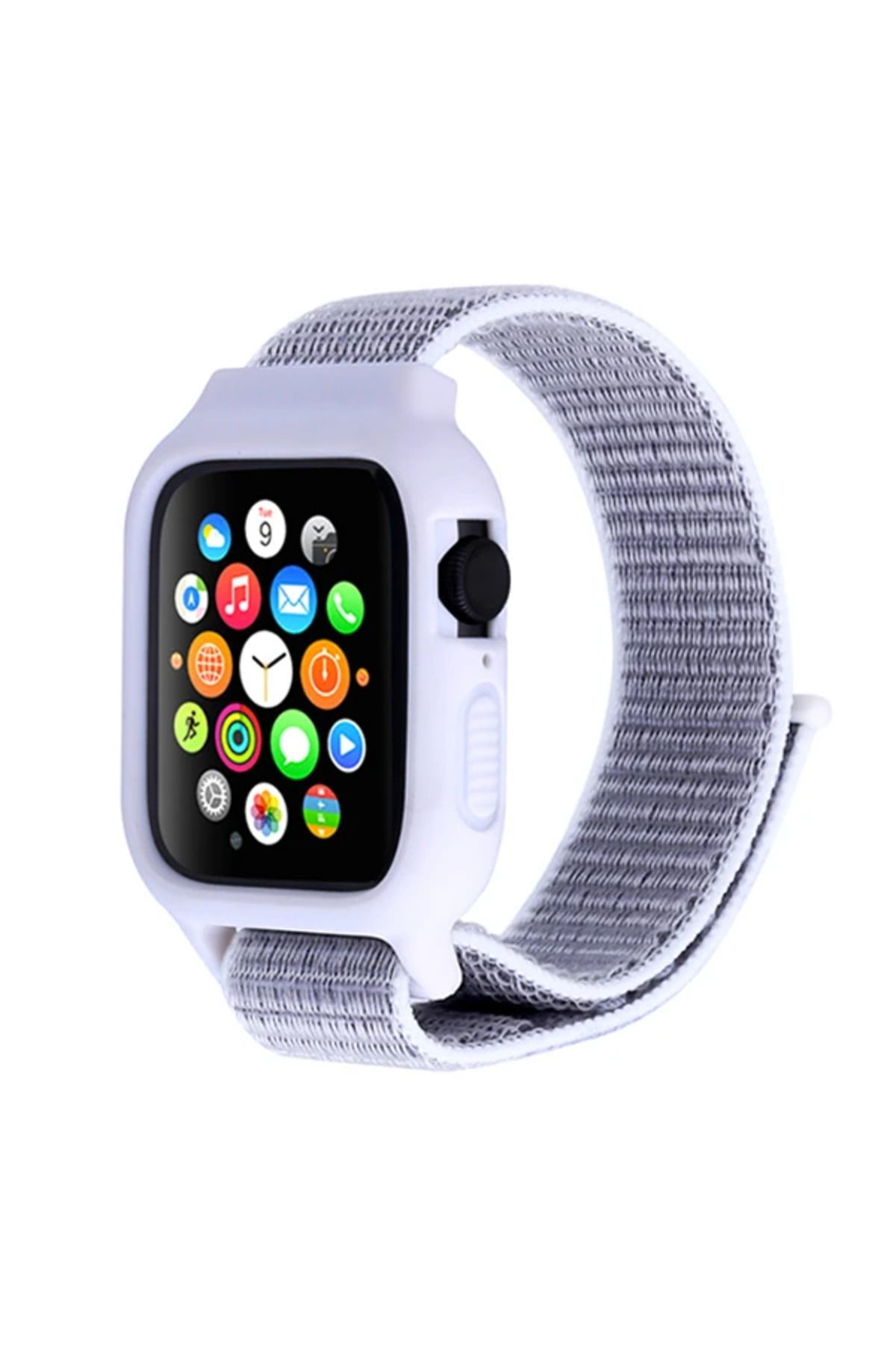 Marsilyan Ally Apple Watch 6-SE-5-4 44mm / 3-2-1 42mm Kayış Kordon Kılıf Silikon-(5775) - MCT9073-4616