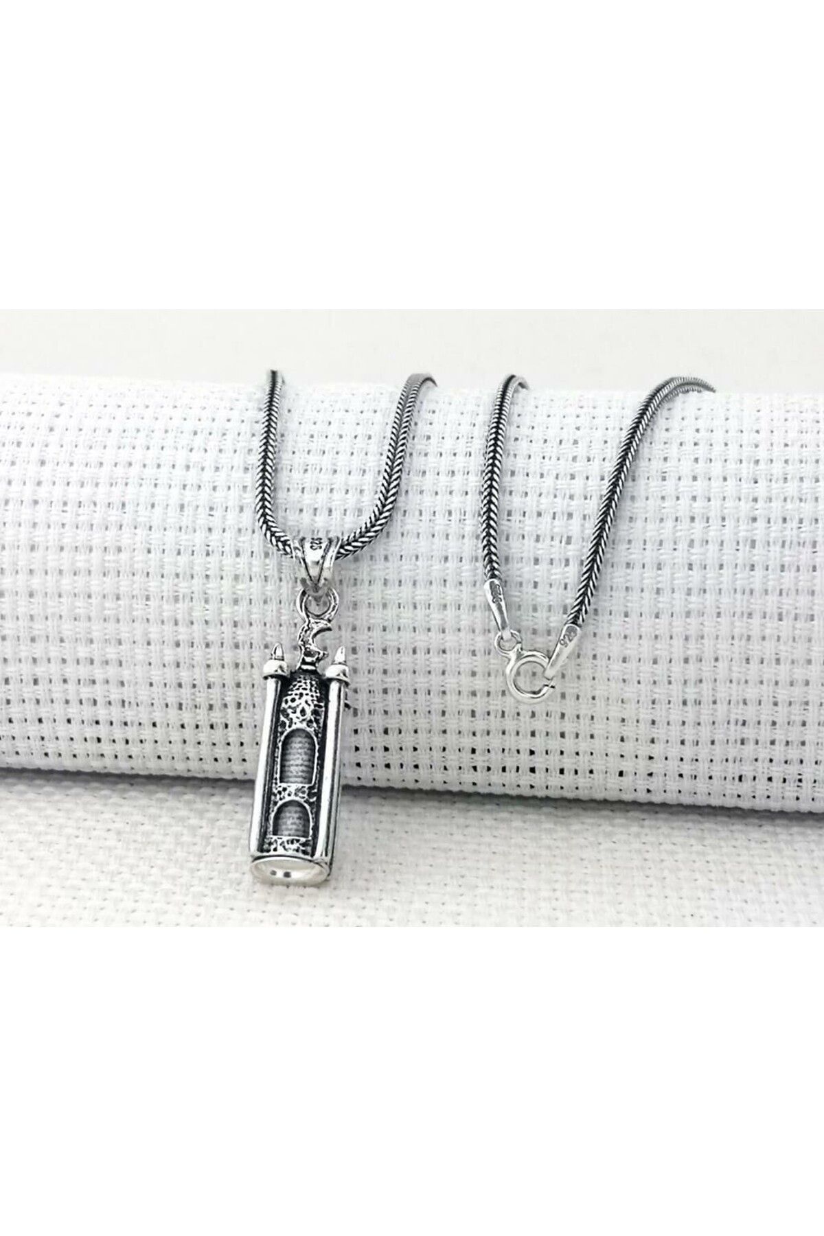 shop Minare Tasarımlı Cevşen Kebir Dualı 925 Ayar Gümüş Erkek Kolye