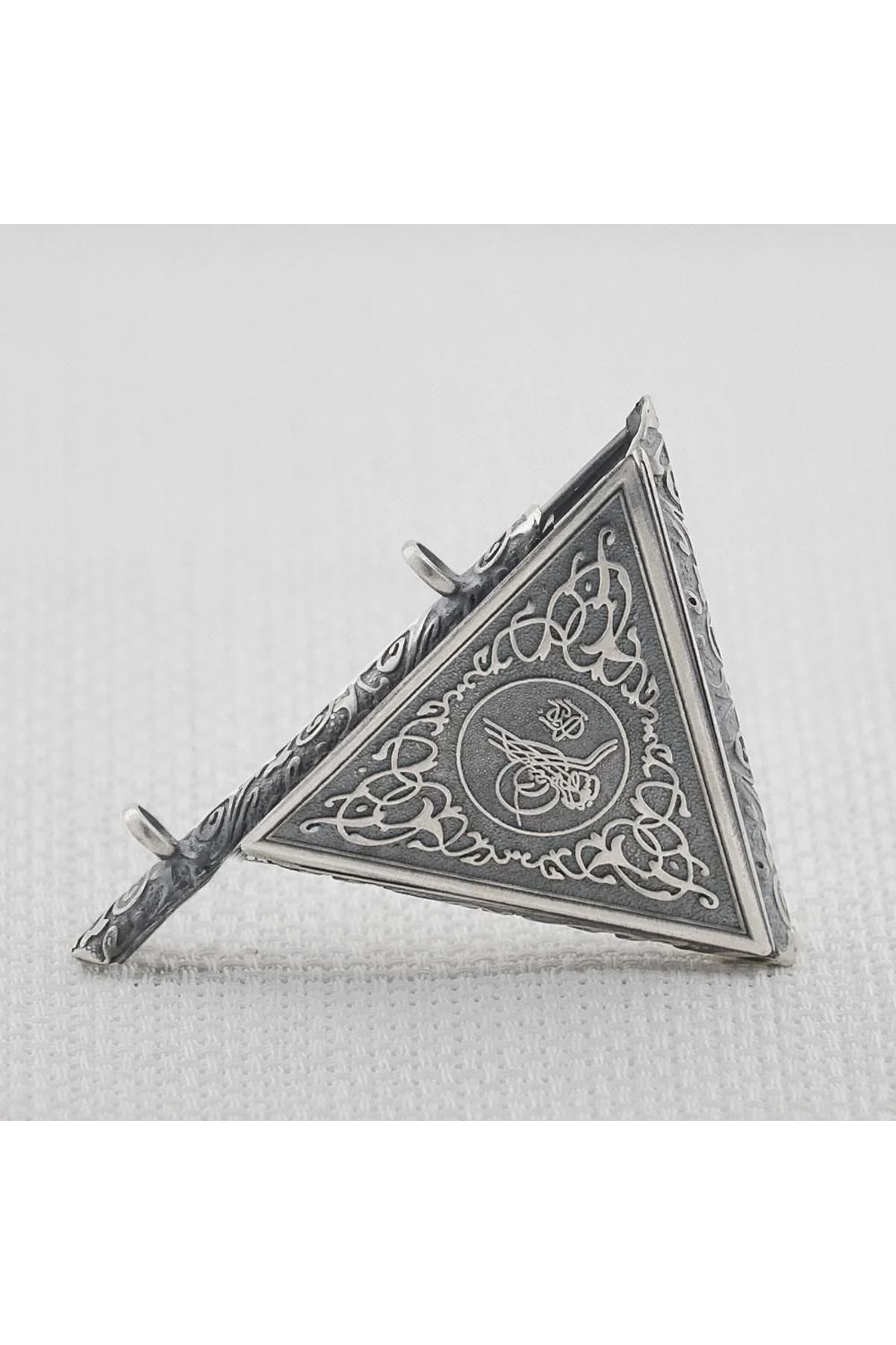 shop Osmanlı Tuğralı Üçgen Muska Kabi 925 Ayar Gümüş Erkek Kolye