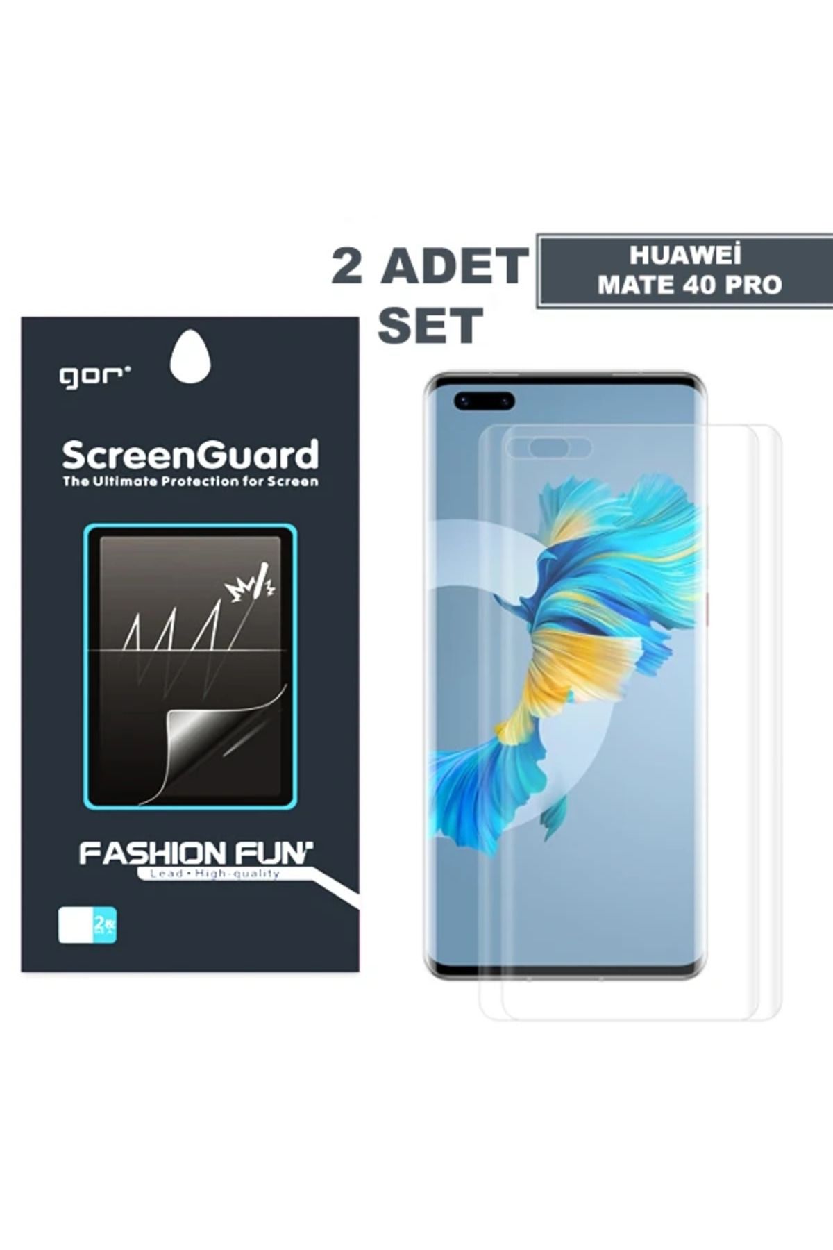 ChenSea Gor Huawei Mate 40 Pro  3D Kavisli Full Kaplama Darbe Emici Ekran Koruyucu 2 Adet Set - AGT9264-2200