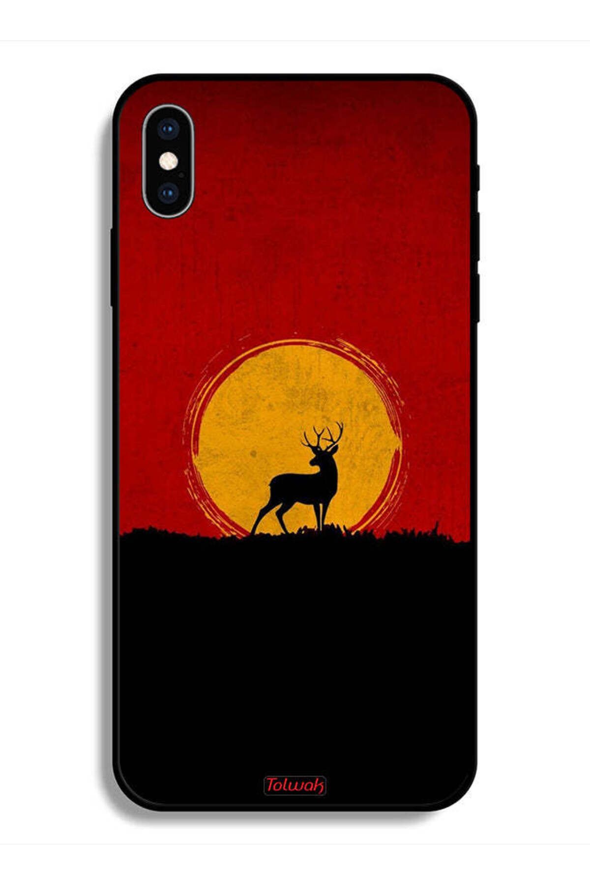 Tolwak-Protective Case For Apple iPhone X Deer And Moon Artwork 1