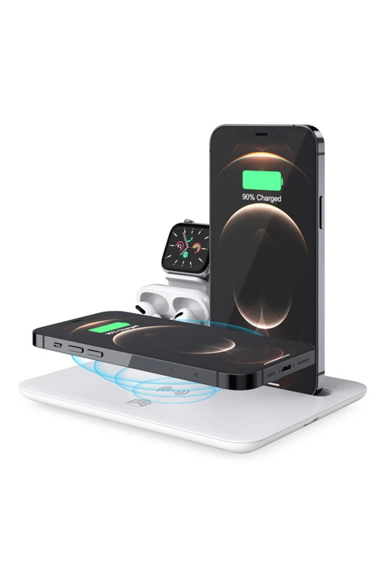 Marsilyan ALLY 4 in1 15W Kablosuz Hızlı Şarj Standı İPhone+İwatch+ Pro Wireless-(5775) - MCT7876-7906