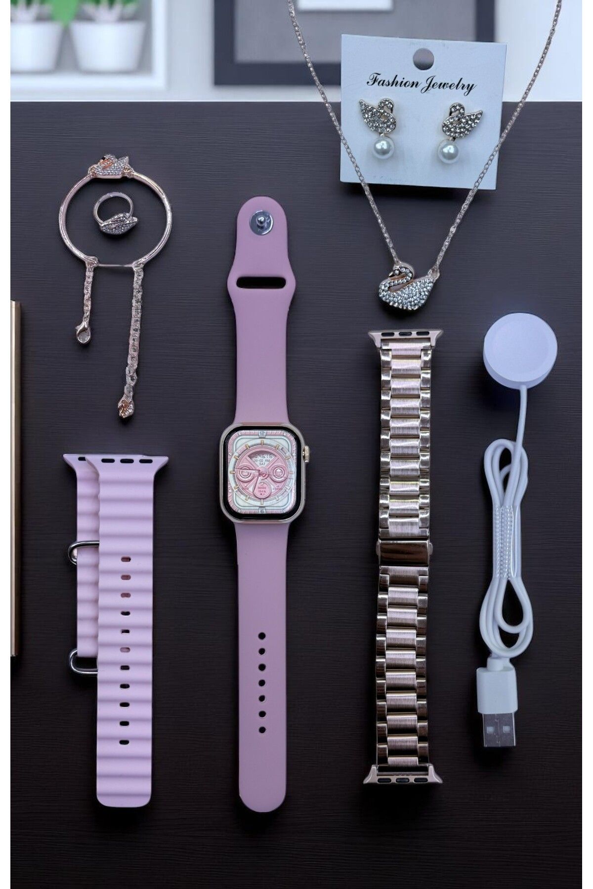 ENS TEKNOLOJİ Kadın Akıllı Saat Smart Watch G9 Mini 3 Farklı Kordon Ve Aksesuar Seti