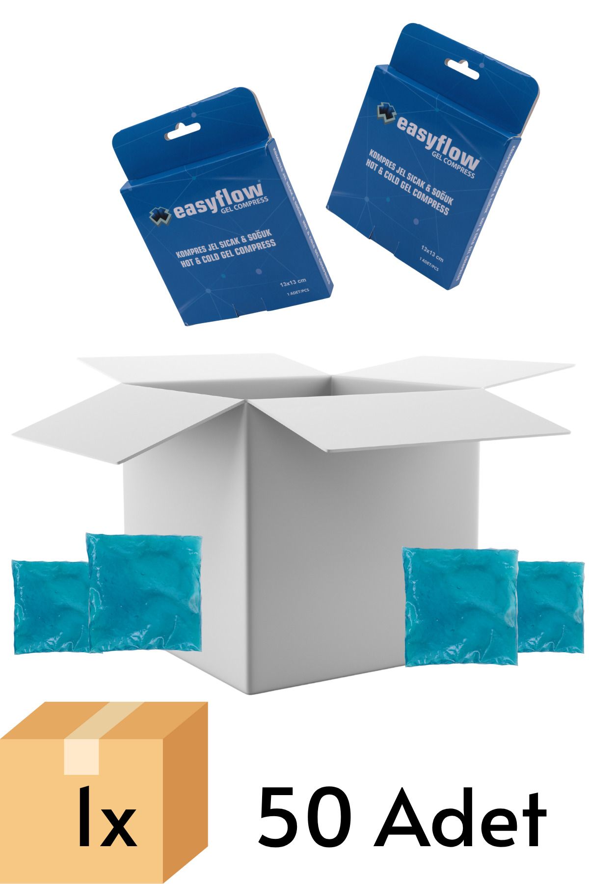 Easyflow Sıcak Soğuk Kompres Jel 13x13 cm Kılıflı Kutulu (1 x 50 Adet)
