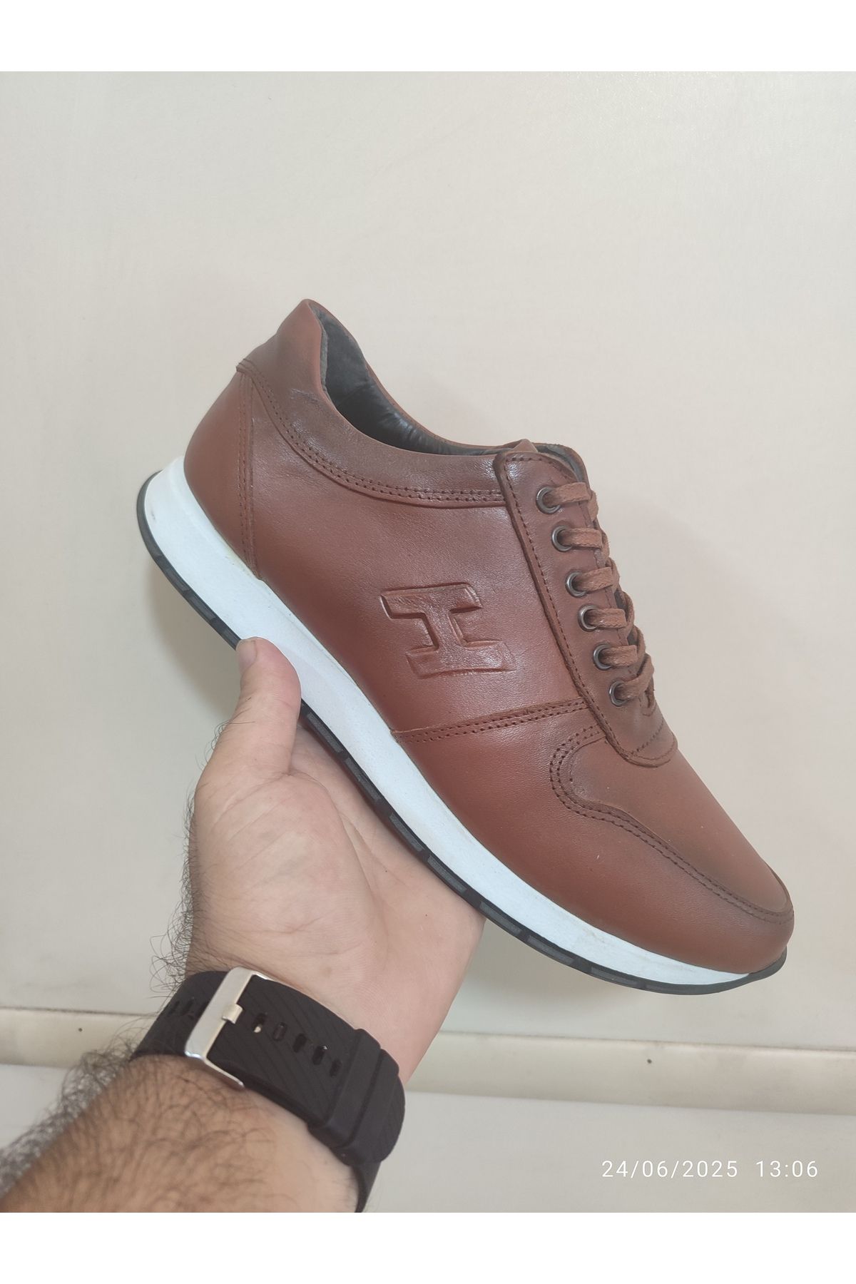 By comfort01 Taba Hakiki Deri Erkek Spor Ayakkabı