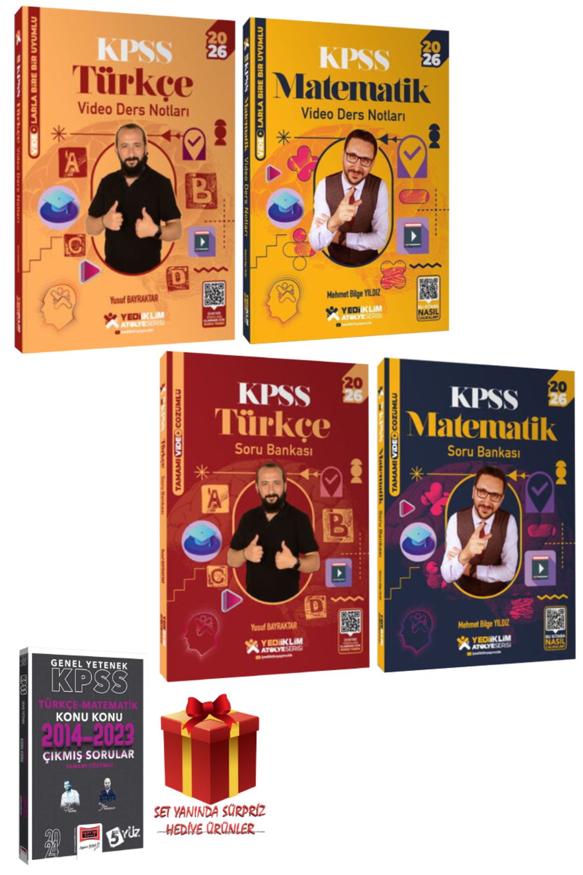 Yediiklim Yayınları 2026 KPSS Türkçe+ Mehmet Bilge Yıldız Matematik Video Ders Notu+ Soru Bankası+ Konu Konu Çıkmış Soru