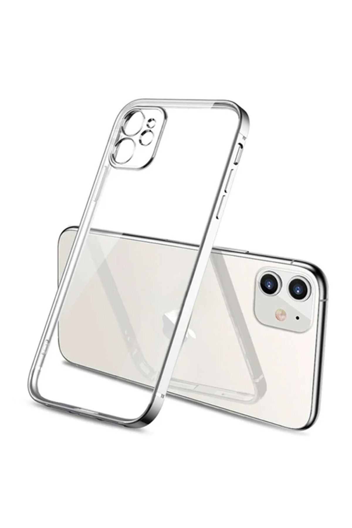 LaCend iPhone 11 6.1inç Renkli Kenar Şeffaf Kılıf Kamera Korumalı Silikon Kılıf-(577 - LC6984-5743