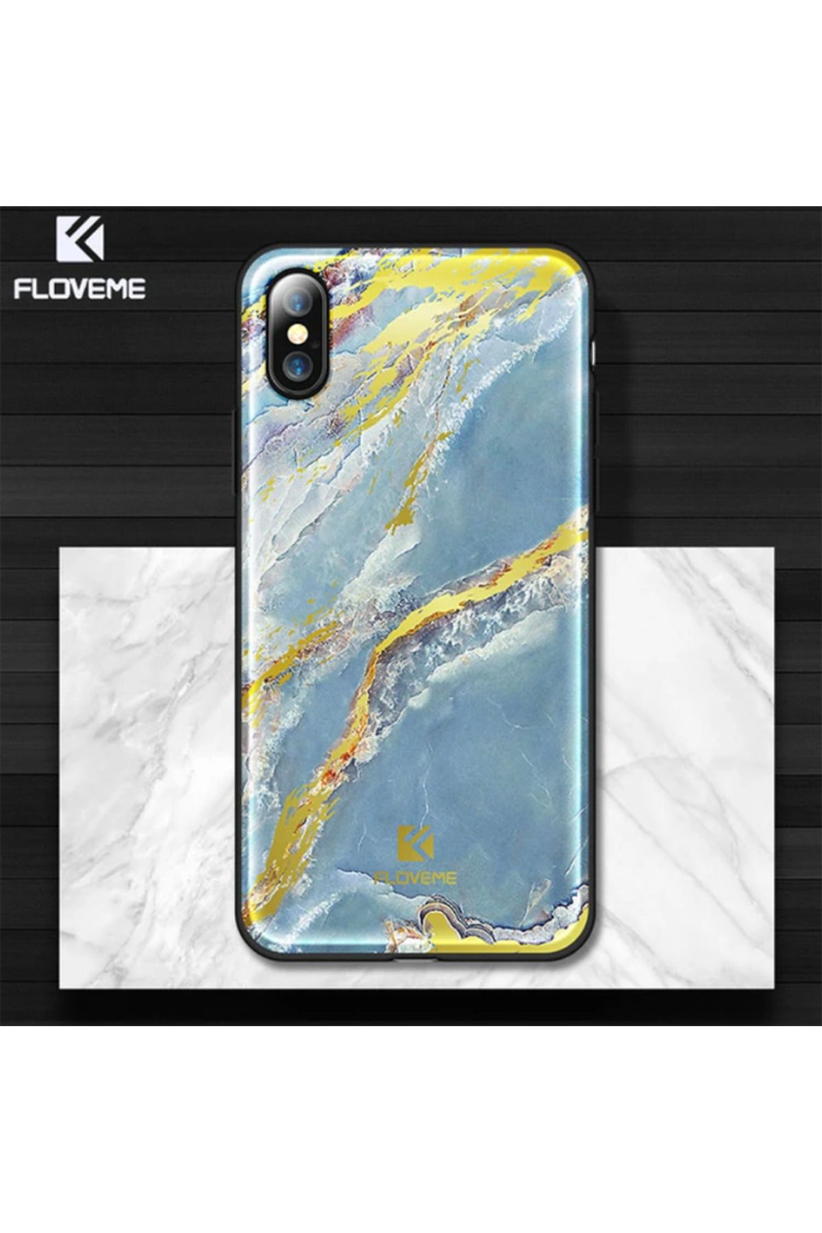 LaCend Floveme İPhone X Xs Mermer Desenli Premium Silikon Kılıf-(5775) - LC7275-3331
