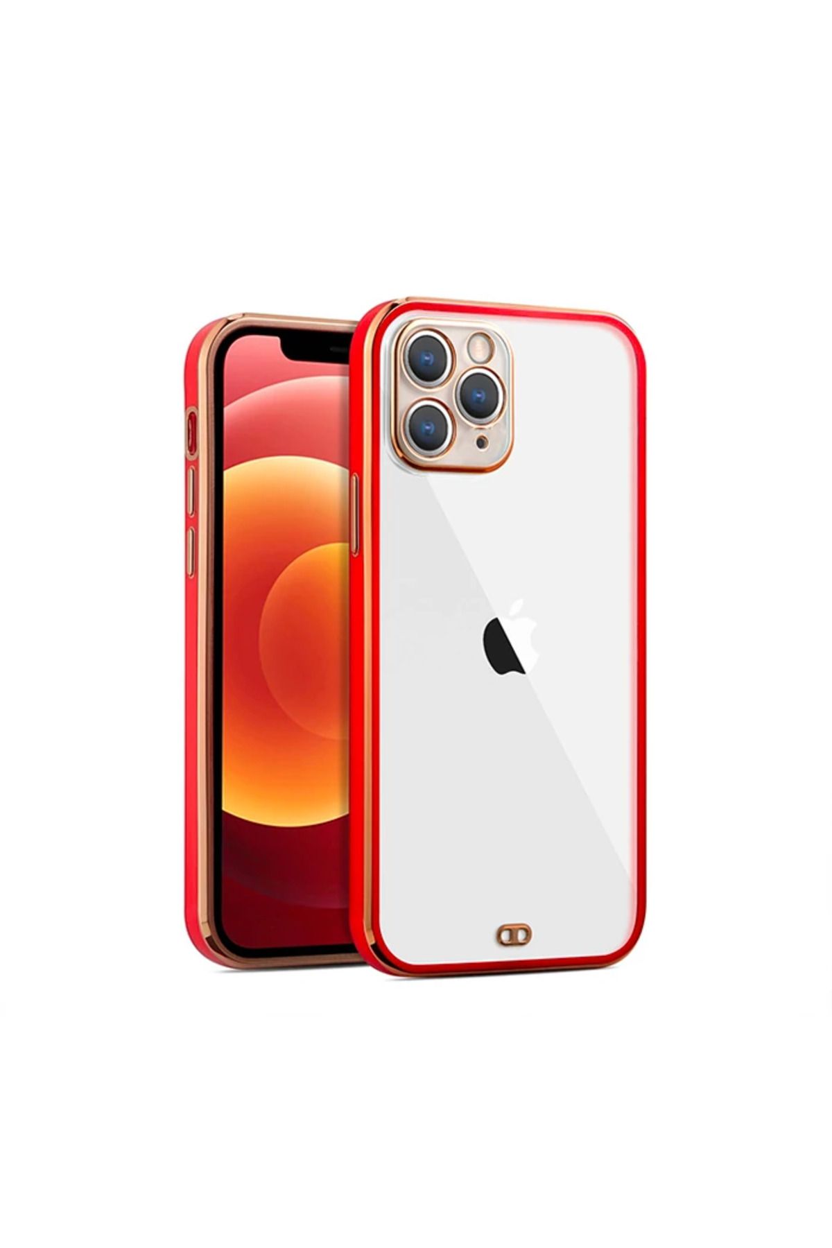 mycarmella iPhone 11 Pro 5.8inç Gold Çerçeve Kamera Korumalı Silikon Bumper Kılıf-(5775) - VHT7033-1492