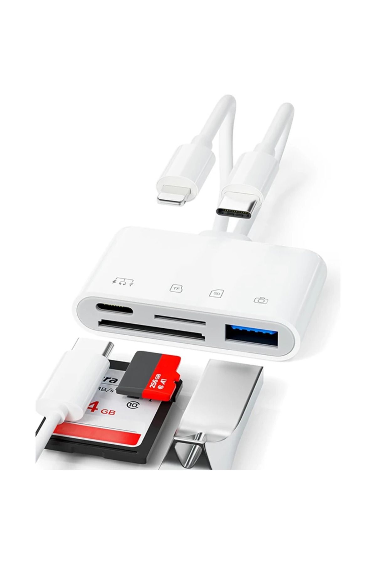 Marsilyan ALLY NK-104PRO Type-c/İPhone to Type-c + SD-TF Kart Çevirici Ve USB Kamera Okuyucu - MCT9320-8835
