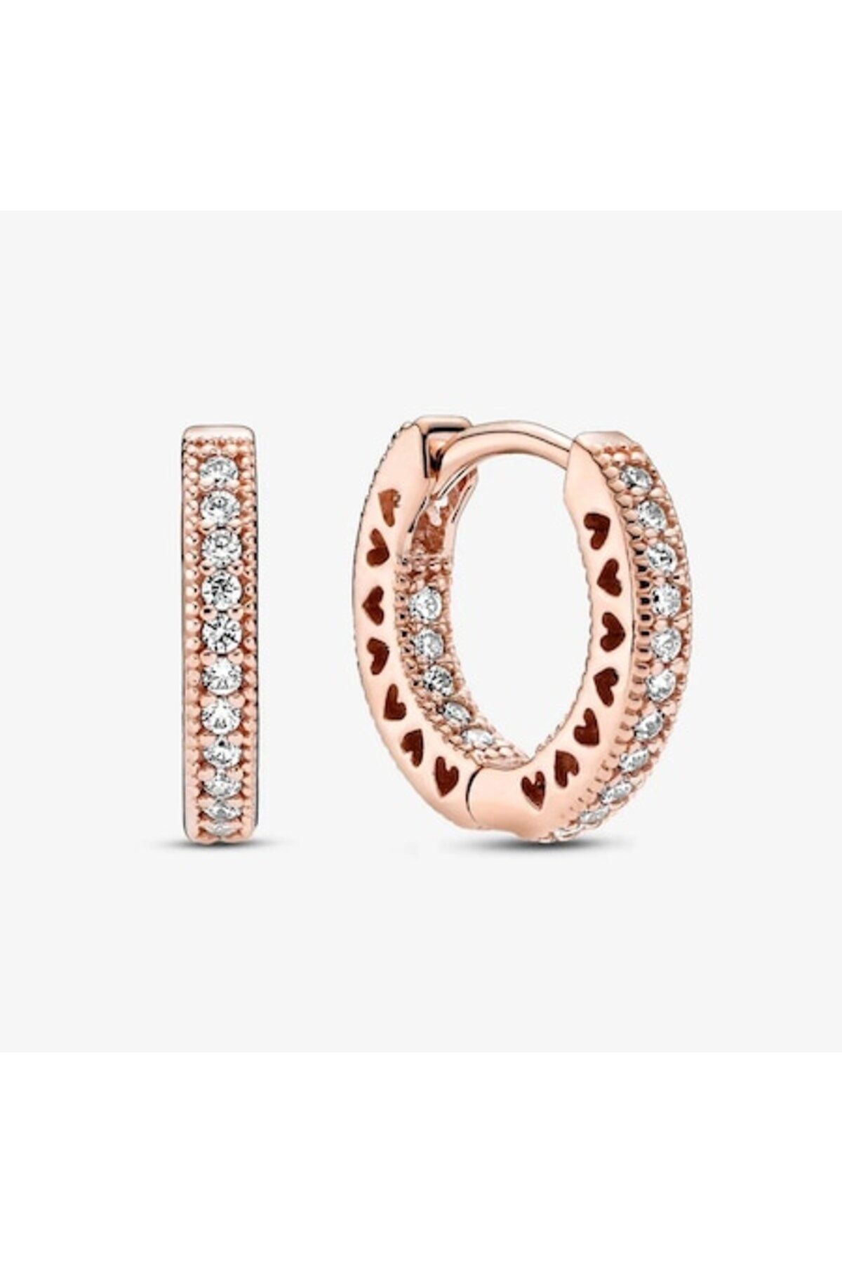 Pandora-Round Pave Earrings With Zirconia Hearts 1