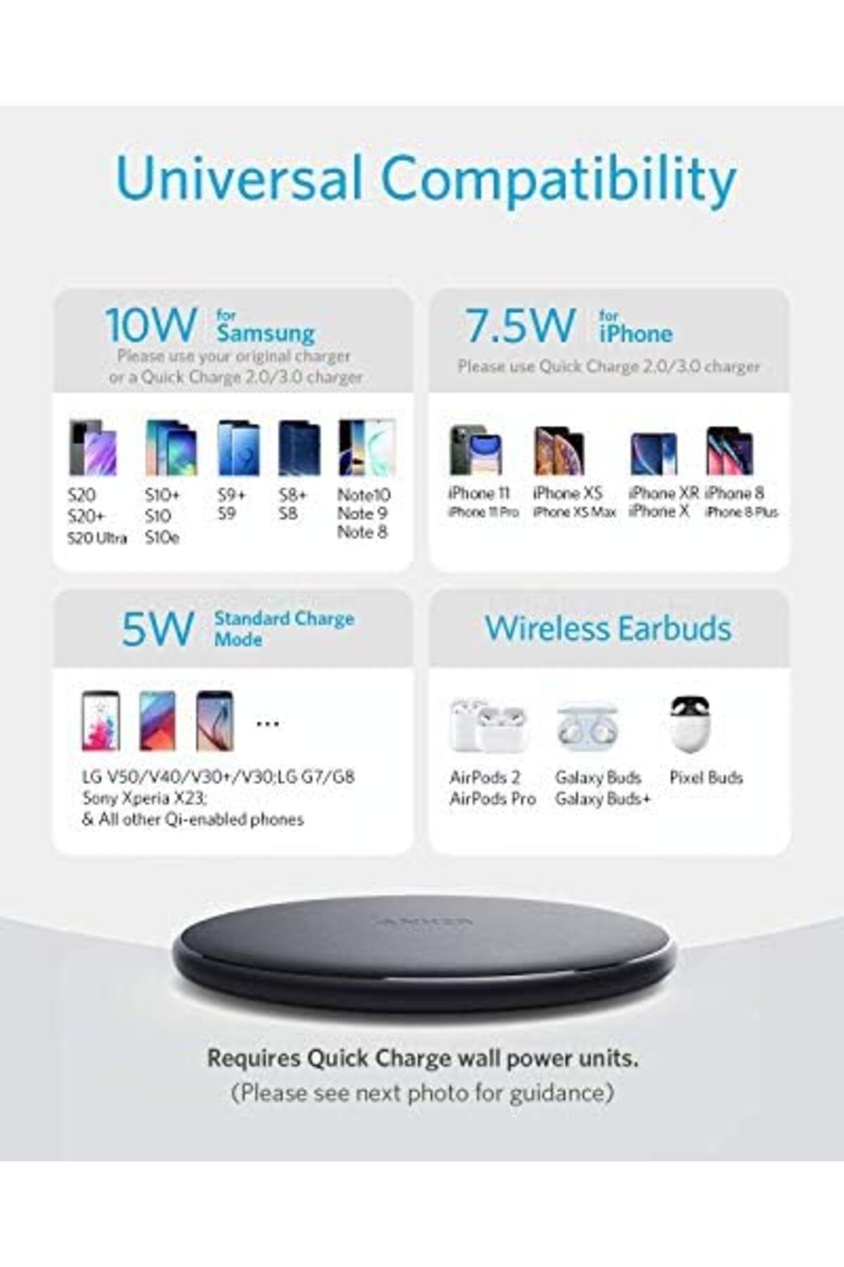 Anker-PowerWave Wireless Charger with Qi Certification, 10W Max 3