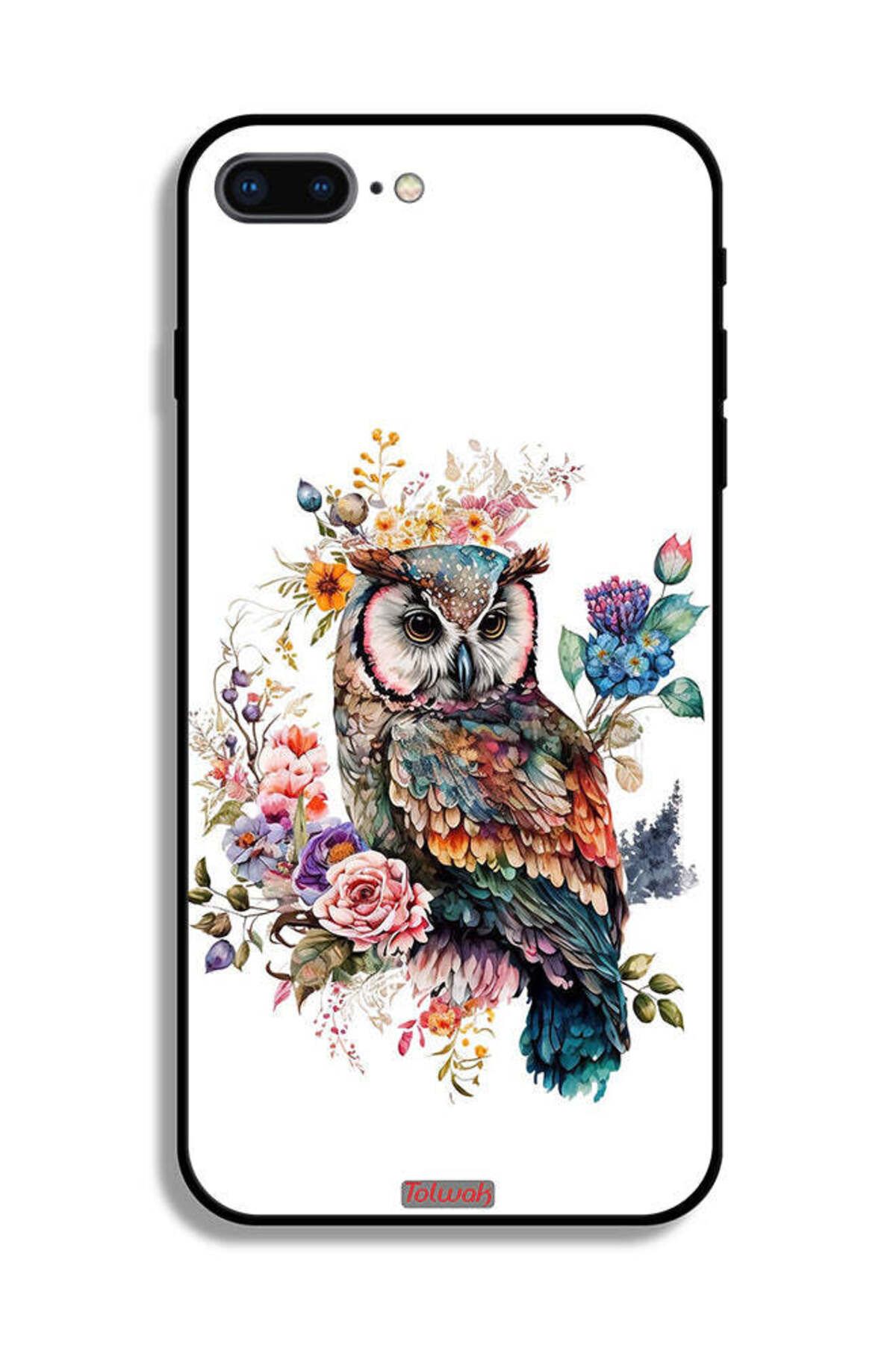 Tolwak-Apple iPhone 7 Plus Protective Case Owl Abstract Art 2