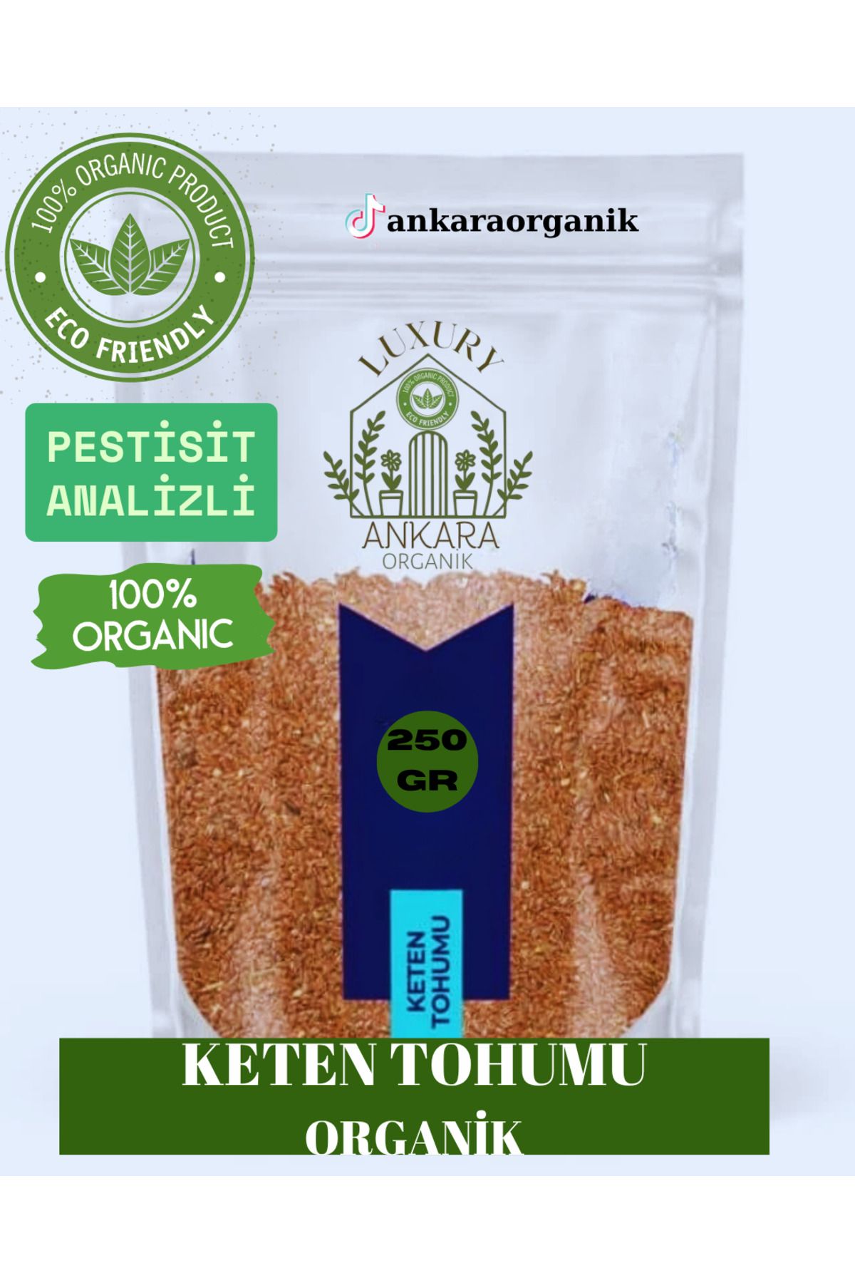 Ankara Organik Keten Tohumu Organik Çift Sorteks 250GR