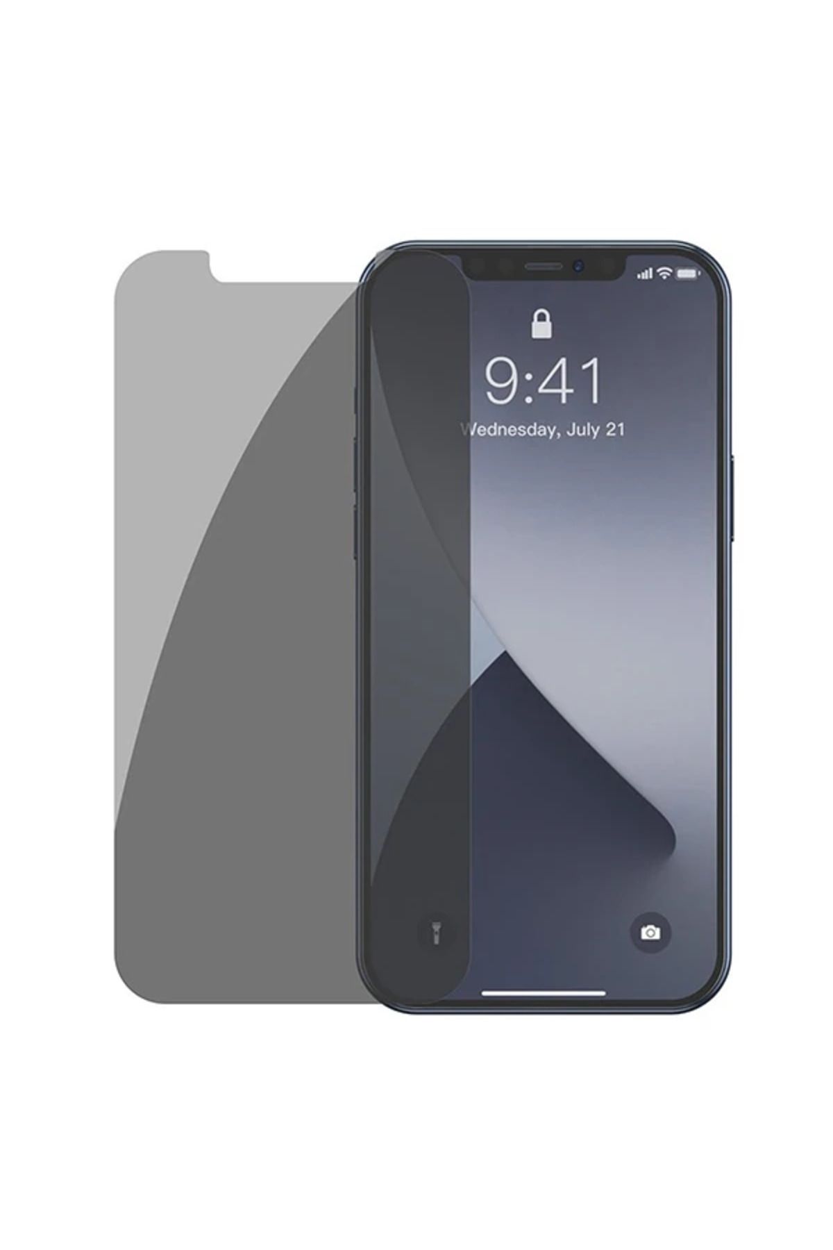 mudikonsept İPhone 12 mini 03mm Anti Spy Tempered Cam Ekran Koruyucu 2 Adet Set-(5775) - MDE5506-7876