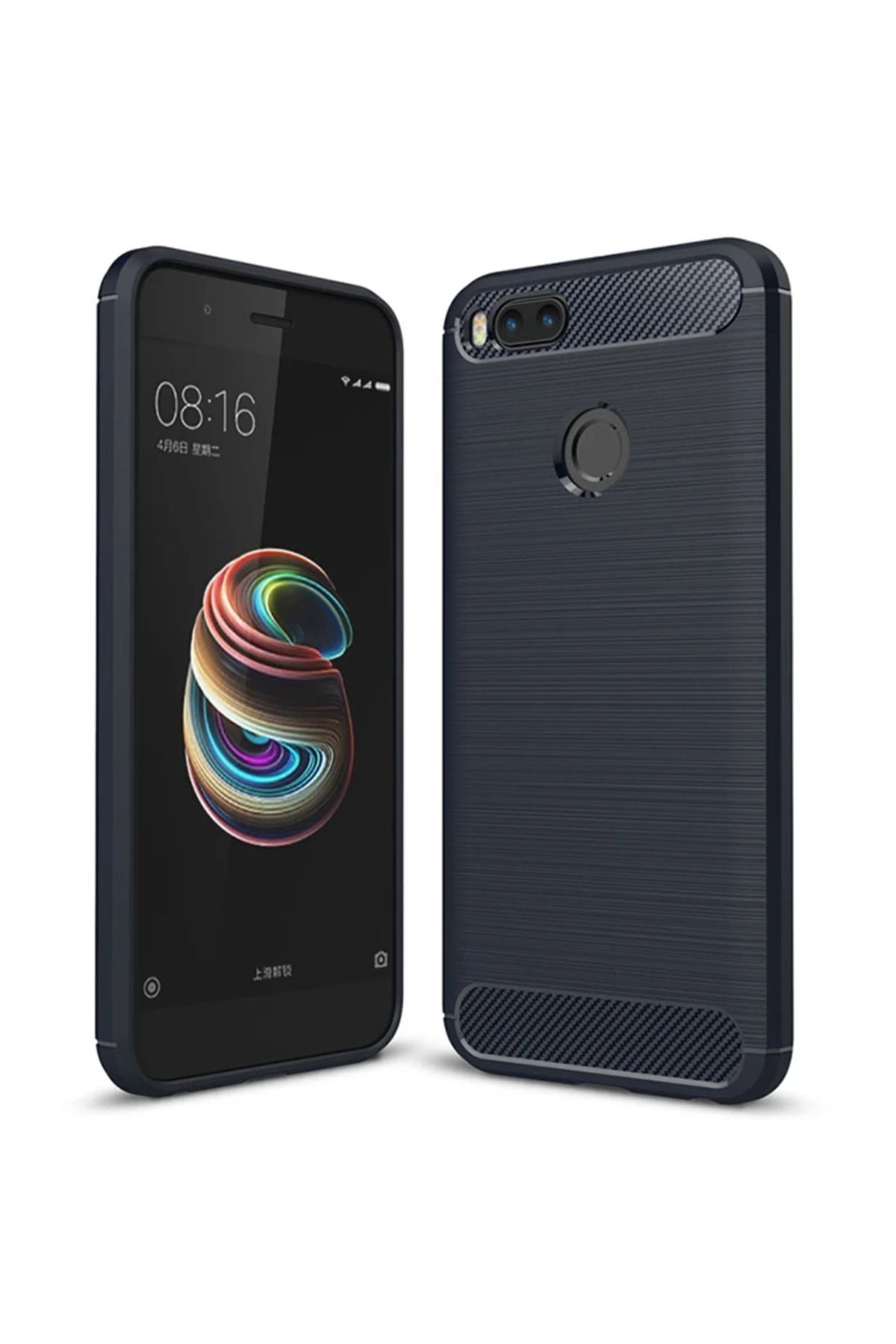 ONE Xiaomi Mi 5x Dark Ultra Koruma Karbon Fiber Doku Silikon Kılıf-(5775) - CDY6564-1078