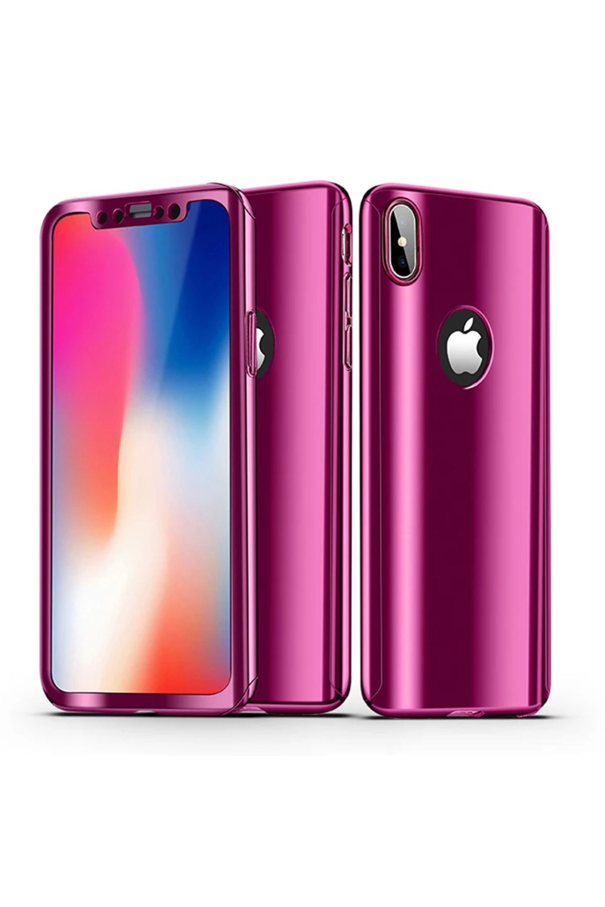 demila Voero İphone X Xs 360 Koruma Aynalı Parlak Kılıf+ Kırılmaz-(5775) - MLA2780-1279