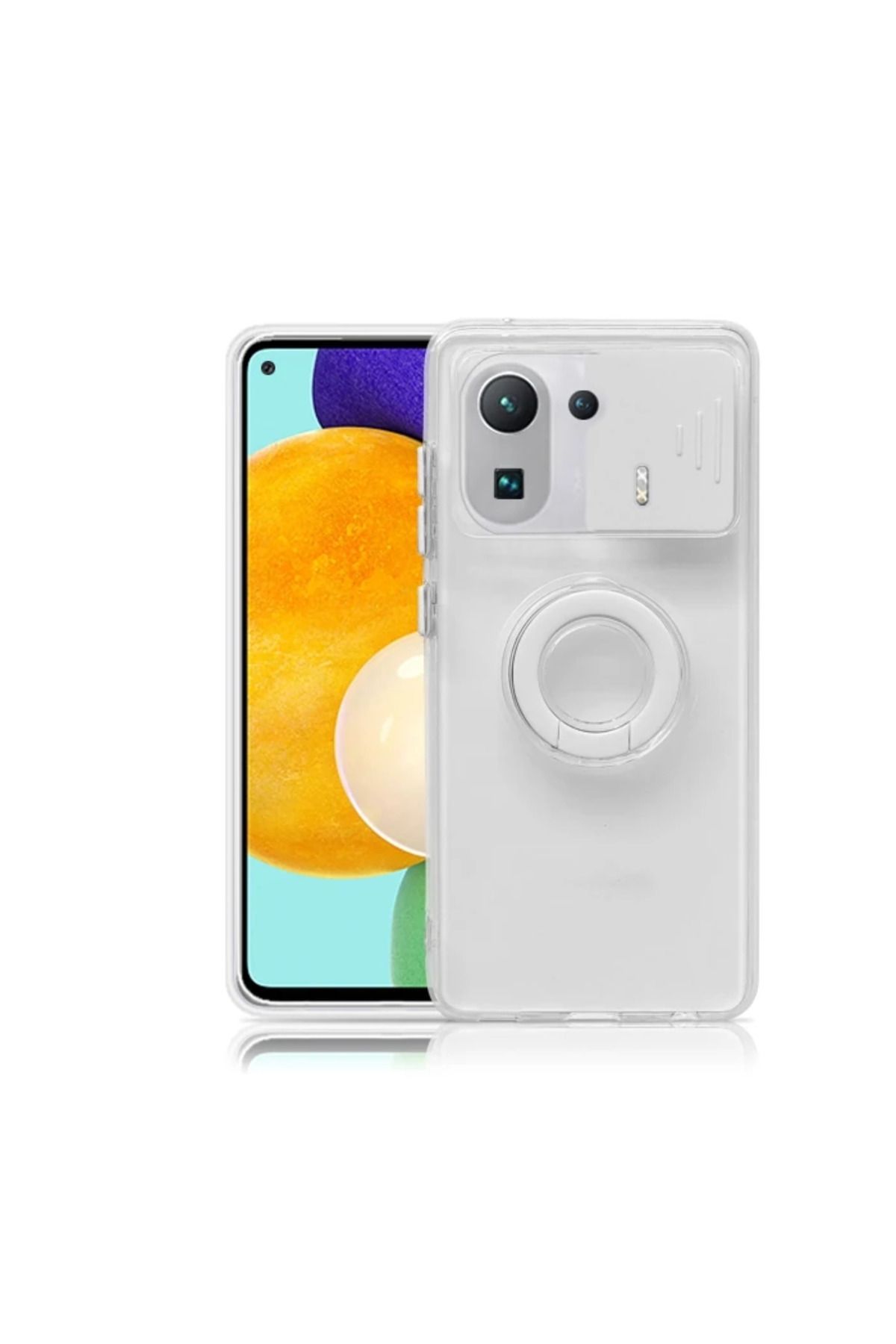 mudikonsept Ally Xiaomi Mi 11 Pro Kılıf Sürgülü Kamera Lens Korumalı Yüzük Standlı Sili - MDE3259-4344