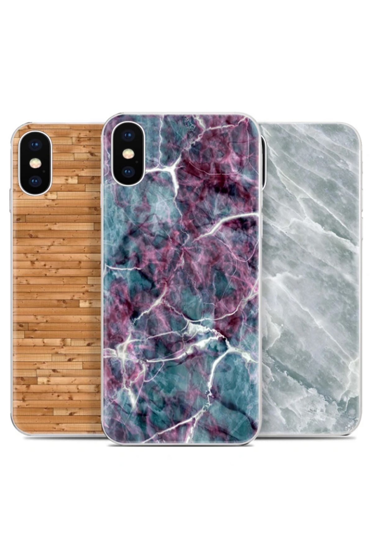 Marsilyan Ally İphone X Xs Mermer Desenli Soft Silikon Kılıf-(5775) - MCT1866-5467