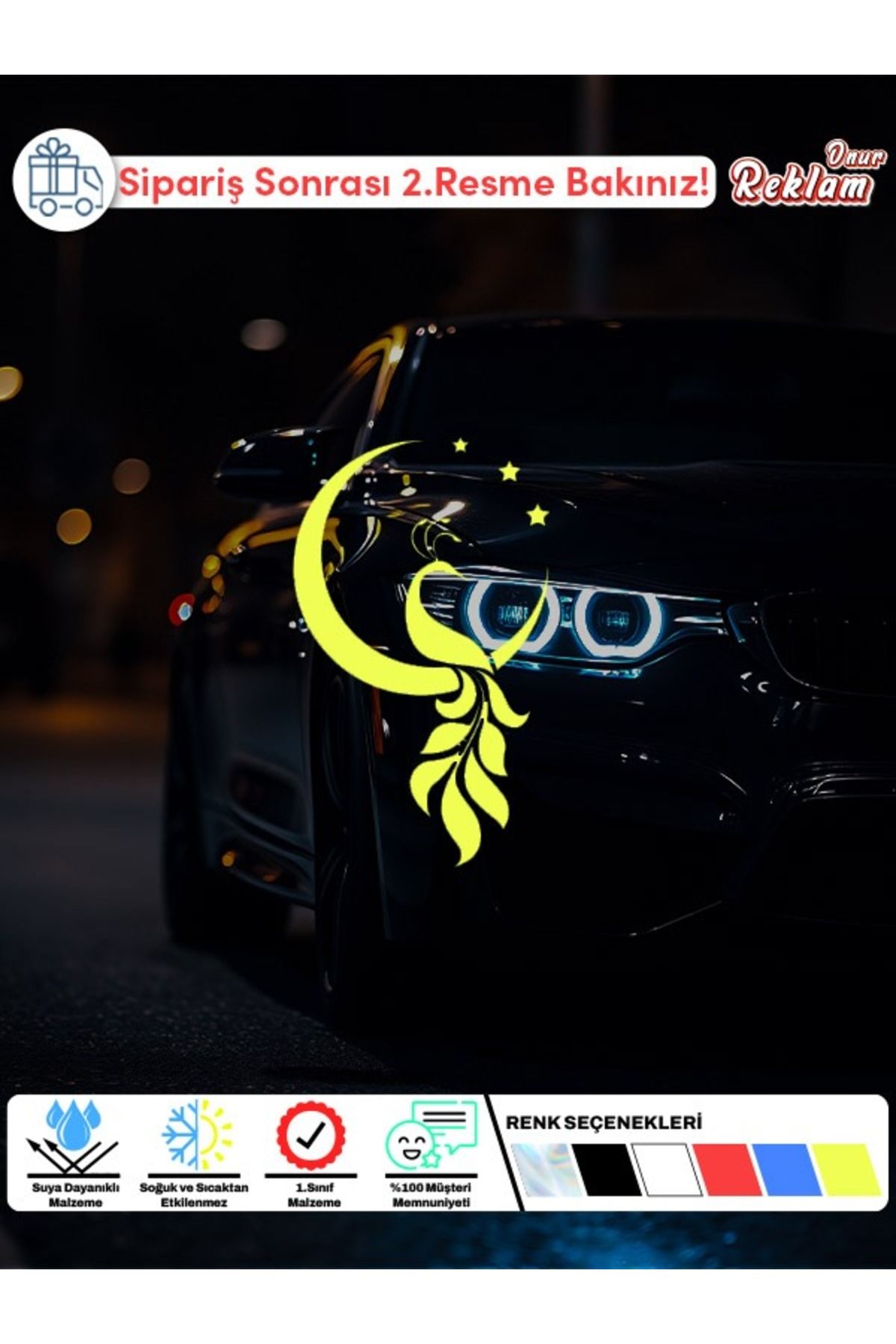 Onur Reklam Hilal ve Yıldızlı Kuş Figürü Sticker – Araç & Laptop & Duvar Uyumlu – Suya Dayanıklı Tasarım