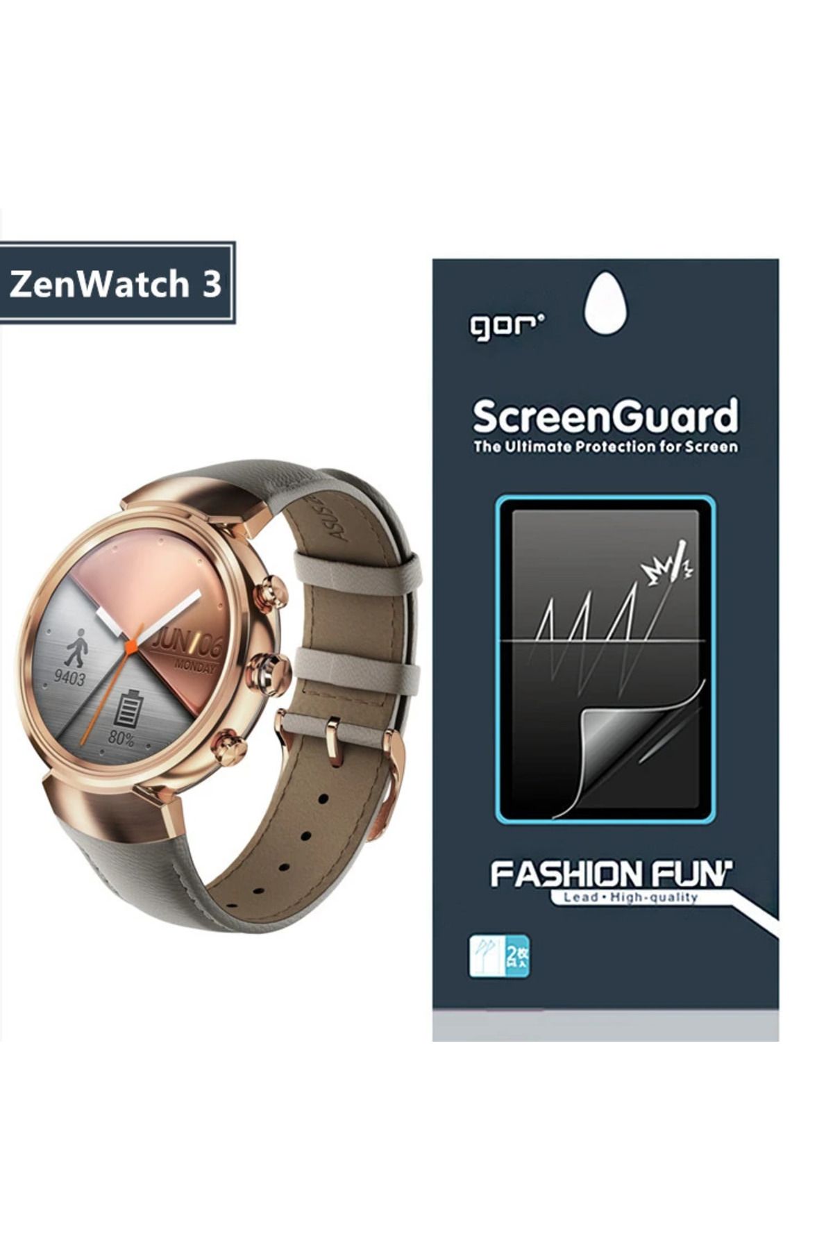 ONE Asus Zenwatch 3 Şeffaf Parlak Ekran Koruyucu (2adet)-(5775) - CDY7205-2971