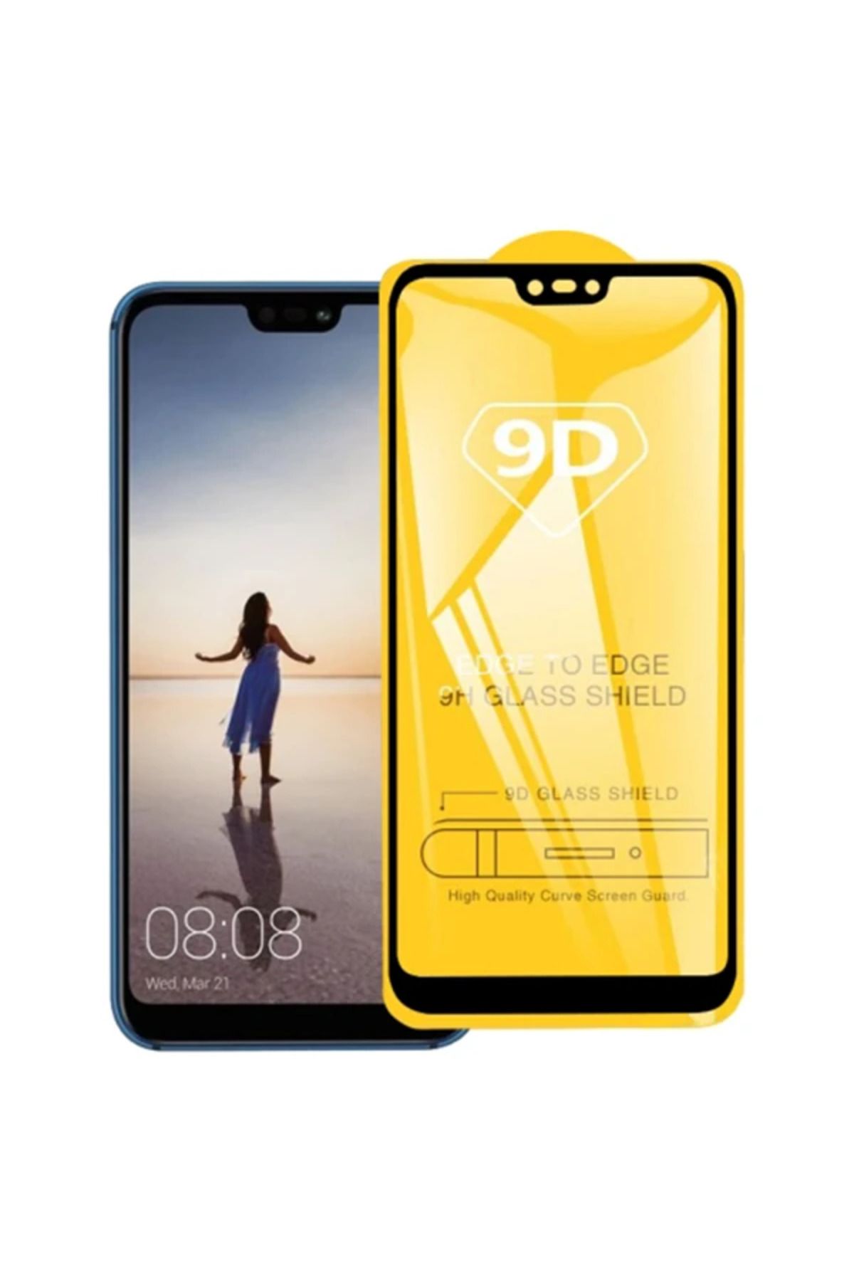 demila ALLY Huawei P20 Lite 9D Full Glue Tempered Cam Ekran Koruyucu-(5775) - MLA3886-7971