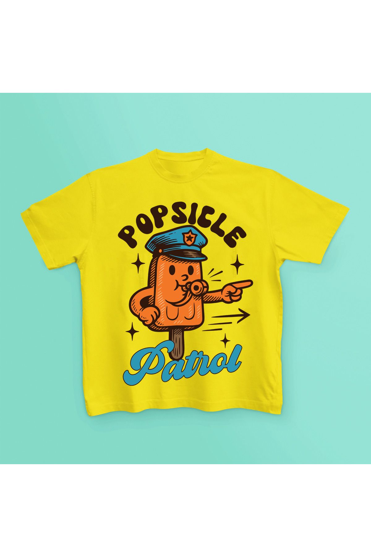 MAGORS POPSICLE PATROL BASKILI PAMUKLU BİSİKLET YAKA KISA KOLLU GENÇ VE ÇOCUK TSHIRT