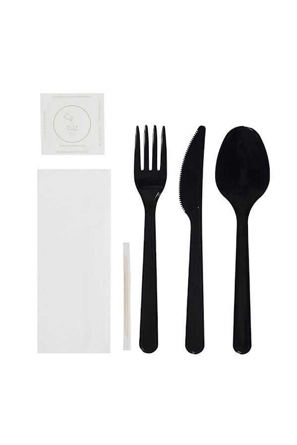 PLASTİKAP 6'lı Lüks Siyah Çatal Bıçak Kaşık Yemek Seti (25 Adet )