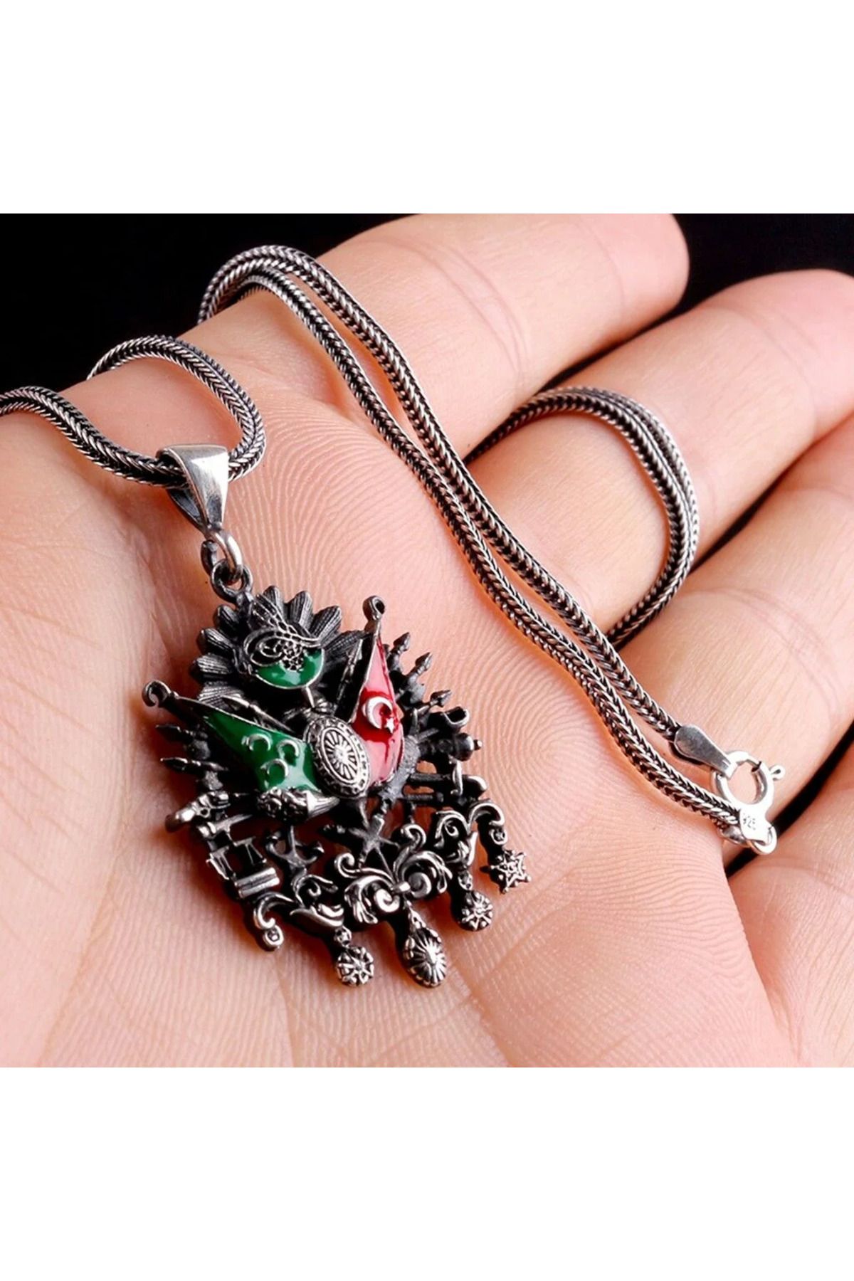 shop Osmanlı Devlet Arması 925 Ayar Gümüş Erkek Kolye