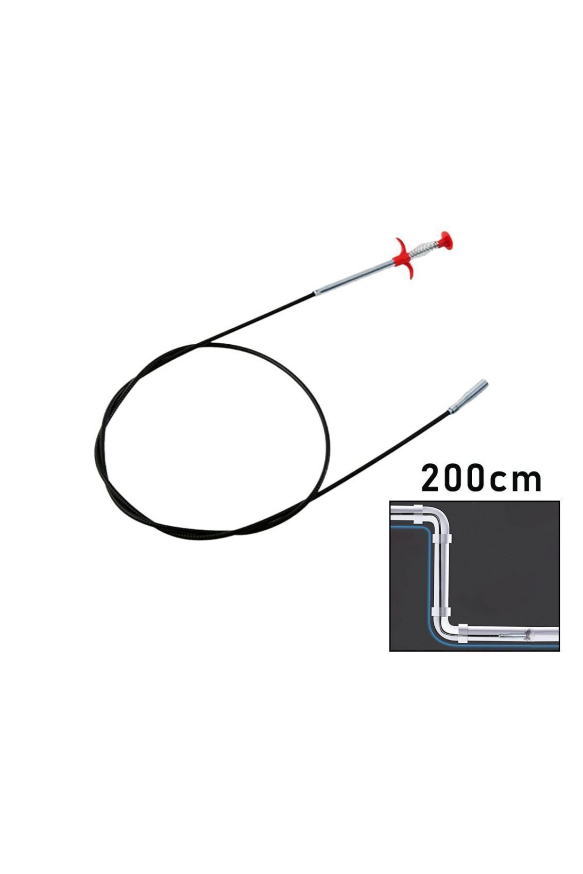 ibico 2 Metre Lavabo Açma Teli Tıkalı Banyo Lavabo Deliği Gider Boru Açma Teli (4 Kıskaçlı)