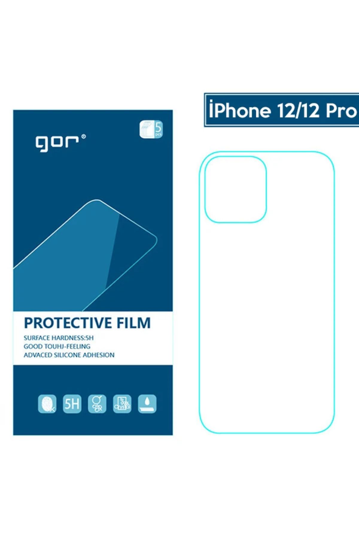 Draco GOR İPhone 12/12 Pro 6.1 Çizilmez Arka Koruyucu Jelatin 5 Adet Set-(5775) - DRCO7650-5878