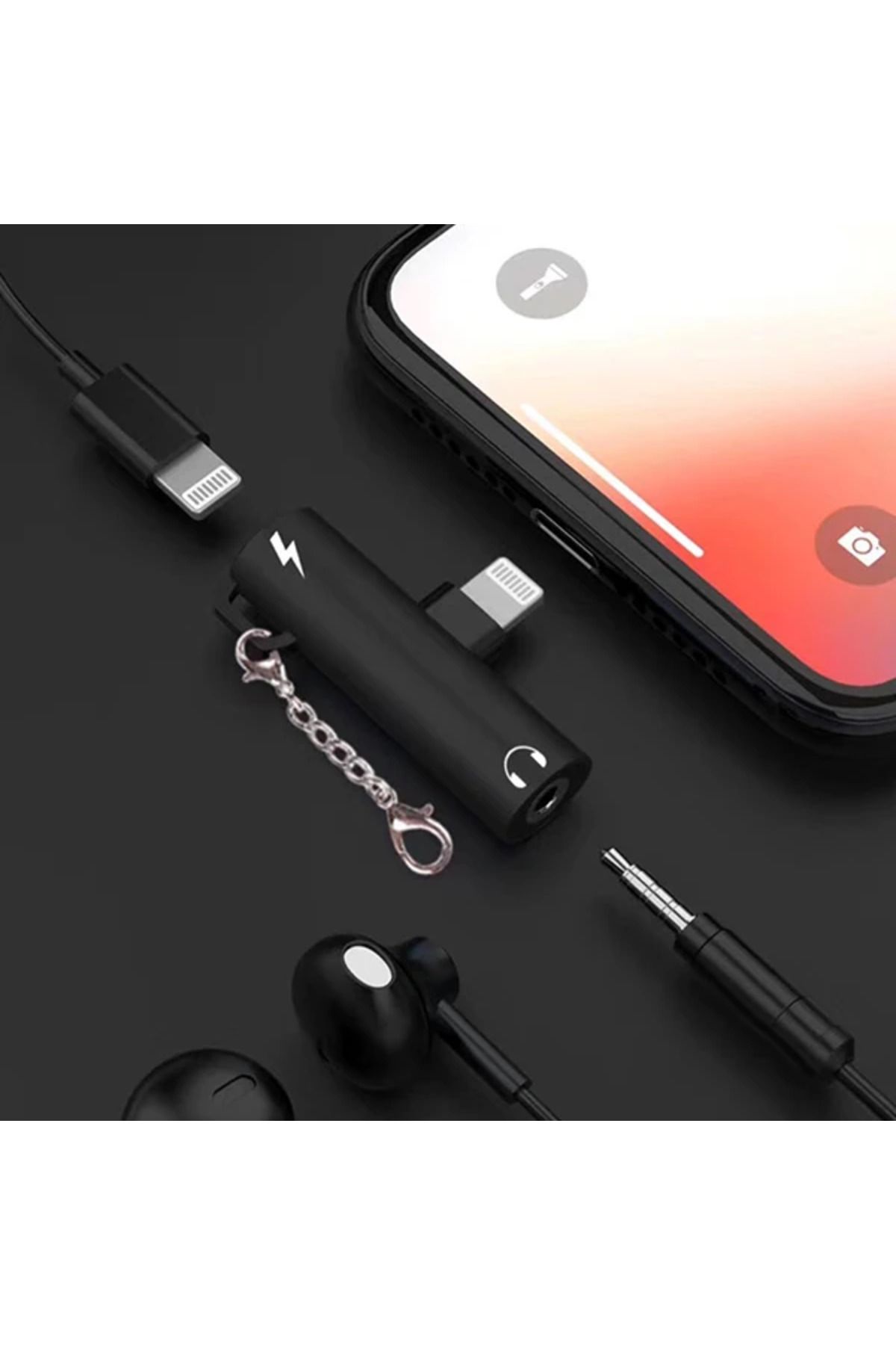 Marsilyan İPhone 3.5mm Kulaklık Ve Şarj Dönüştürücü Başlık Adaptör-(5775) - MCT1110-8463