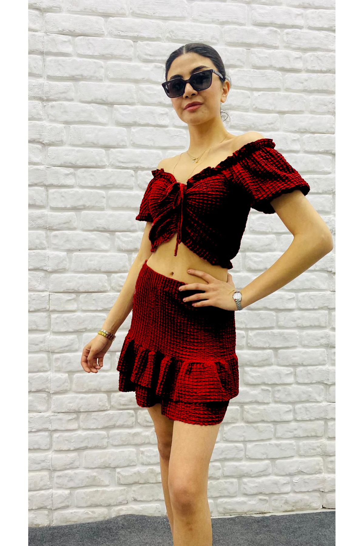 Tuğser Collection ETEKLİ CROP TAKIM