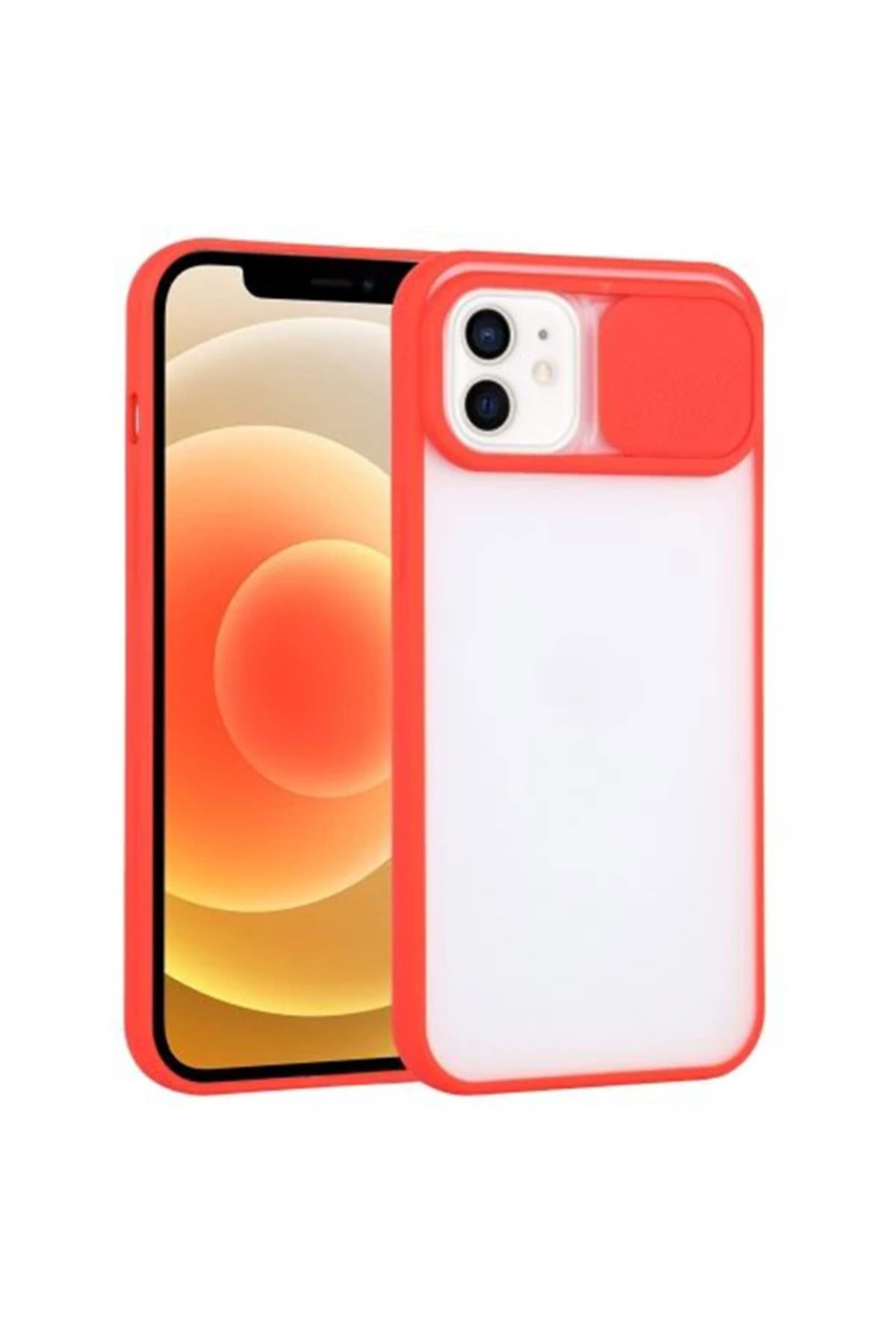 Marsilyan Ally iPhone 12 6.1 Kamera Lens Korumalı Sürgülü TPU Şeffaf Kılıf-(5775) - MCT5294-1008