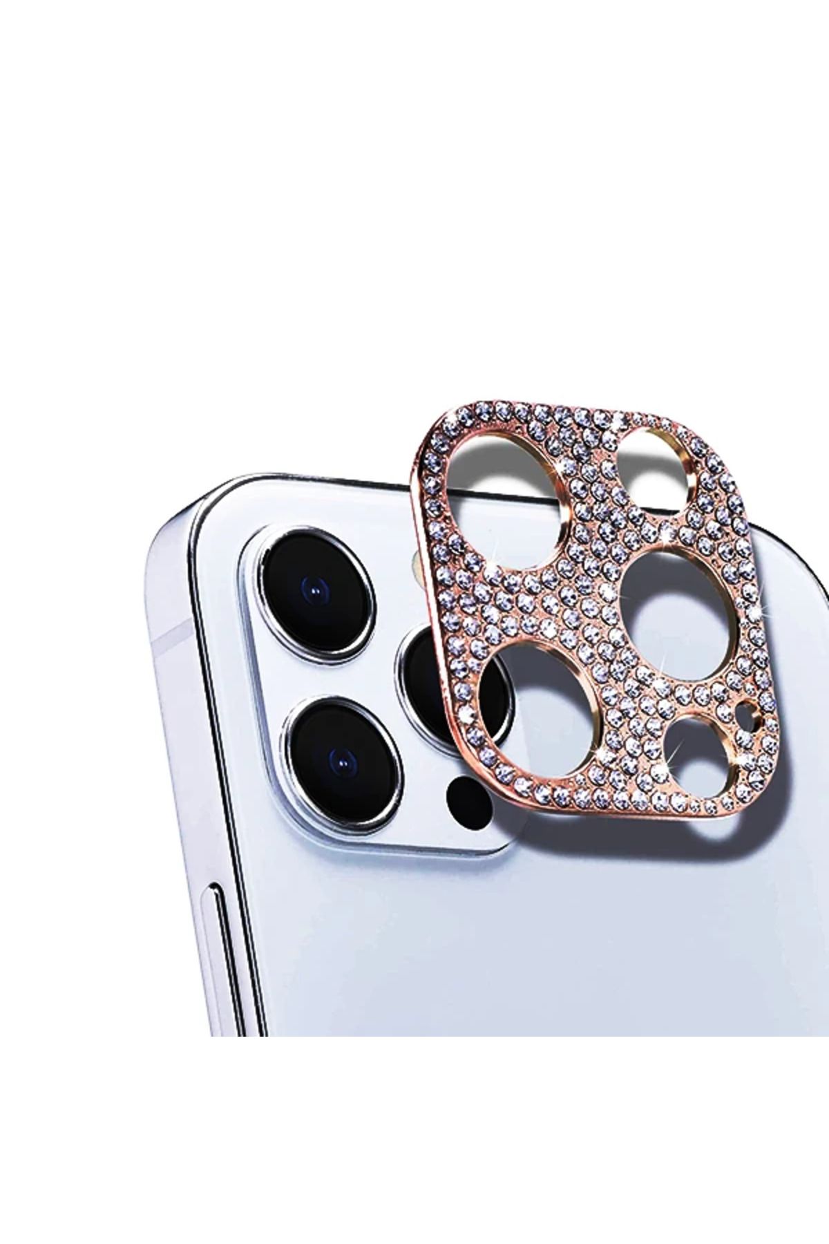 Marsilyan ALLY İPhone 12 Pro Max Kamera Koruyucu Lens Diamond Taş İşlemeli-(5775) - MCT3653-2430