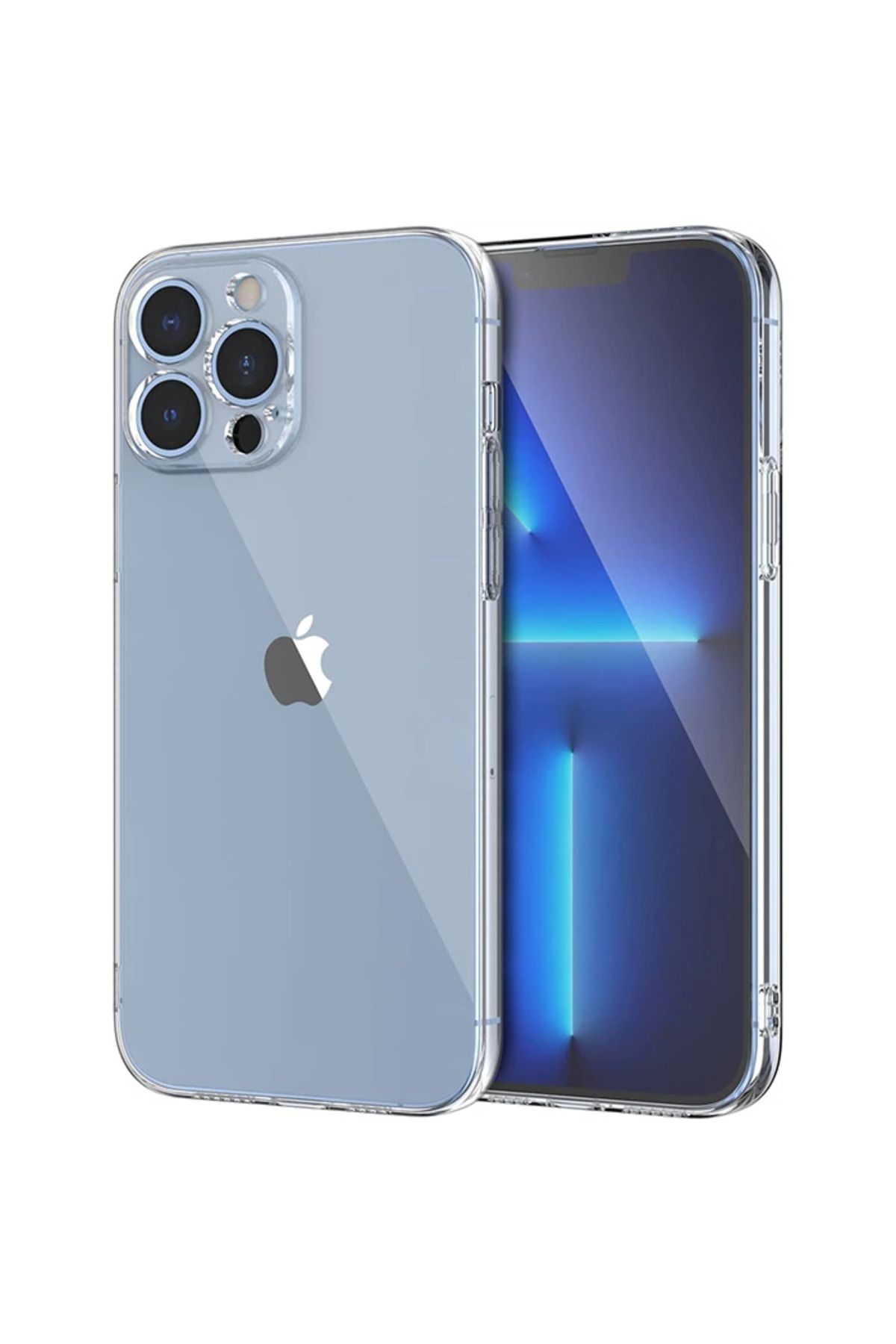 Marsilyan Ally Space iPhone 13 Pro 6.1inç Kamera Korumalı Premium Silikon Şeffaf Kılıf-(5 - MCT2508-8505