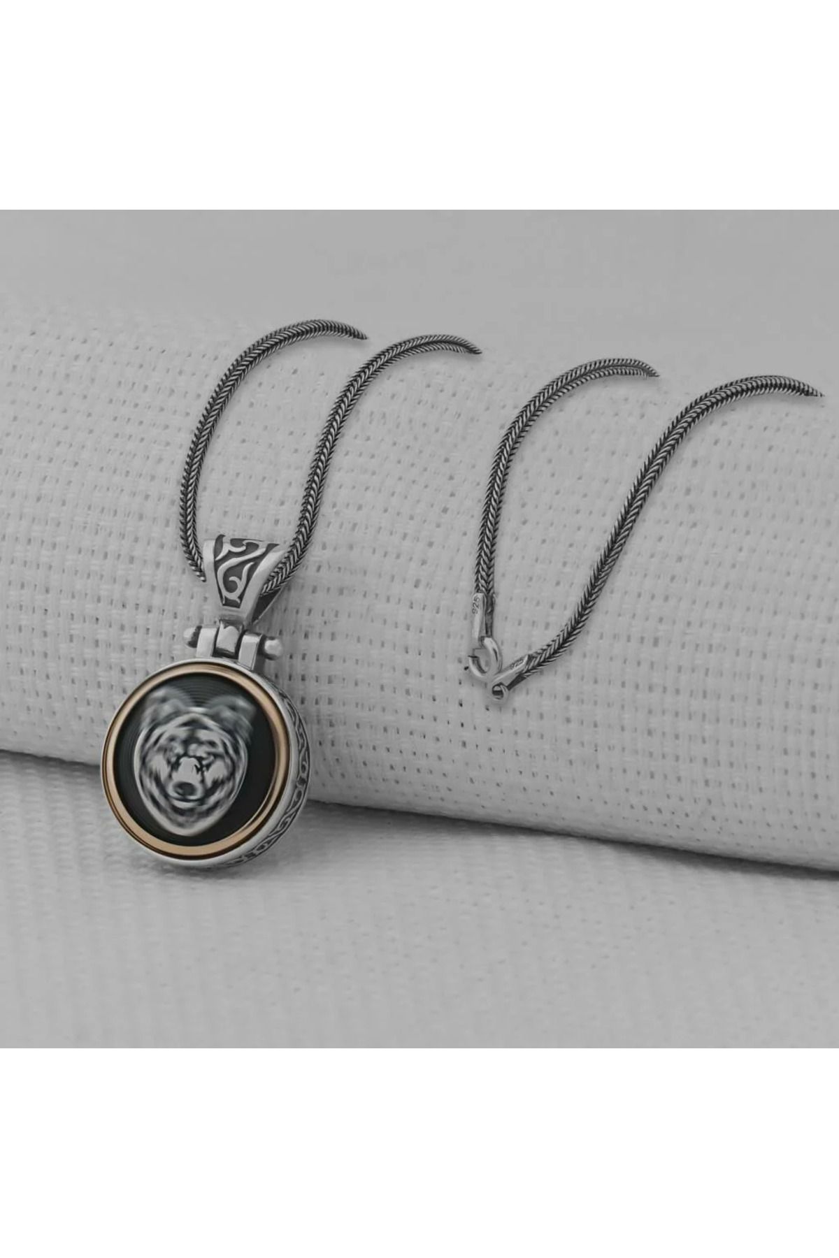 shop Bozkurt Motifli Ortası Dönen 925 Ayar Gümüş Erkek Kolye
